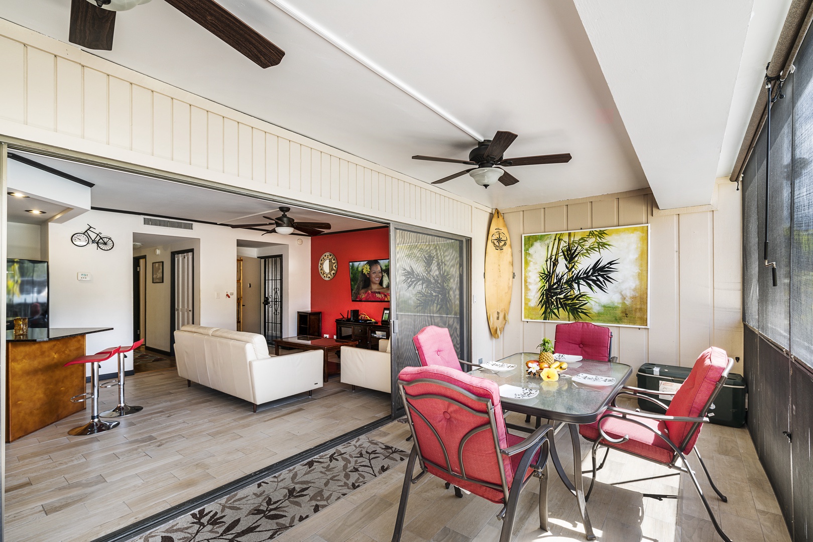 Kailua Kona Vacation Rentals, OFB Kona Plaza 112 - Large sliders make the Lanai feel like an extension of the living room!