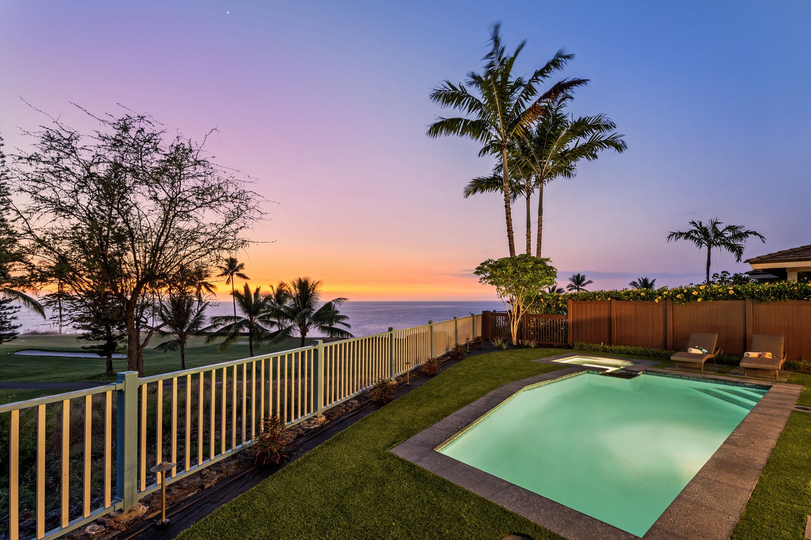 Kailua Kona Vacation Rentals, Holua Moana Hale - Swim under the vibrant twilight sky with ocean views.