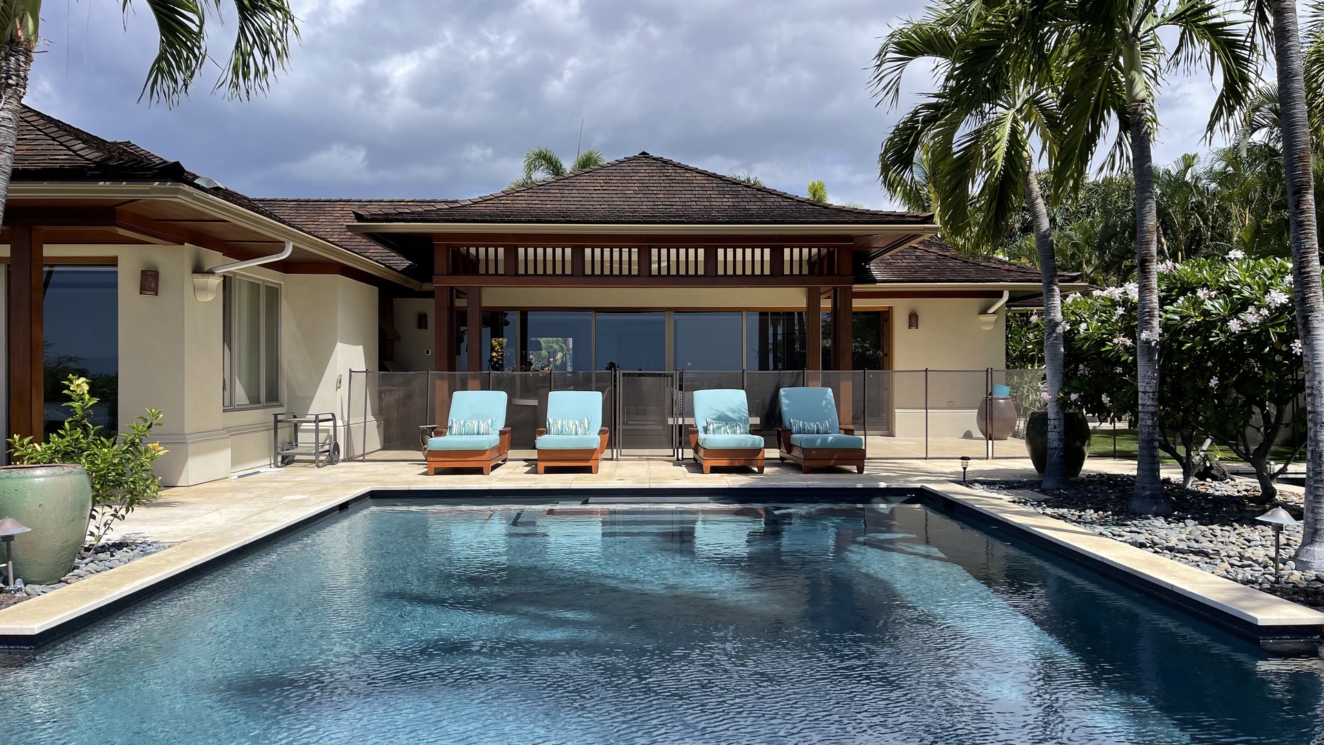 Kailua Kona Vacation Rentals, 4BD Hainoa Estate (102) at Hualalai Resort - View of pool w/ Child Safety Fence that can be set up upon request (set-up fee applies)
