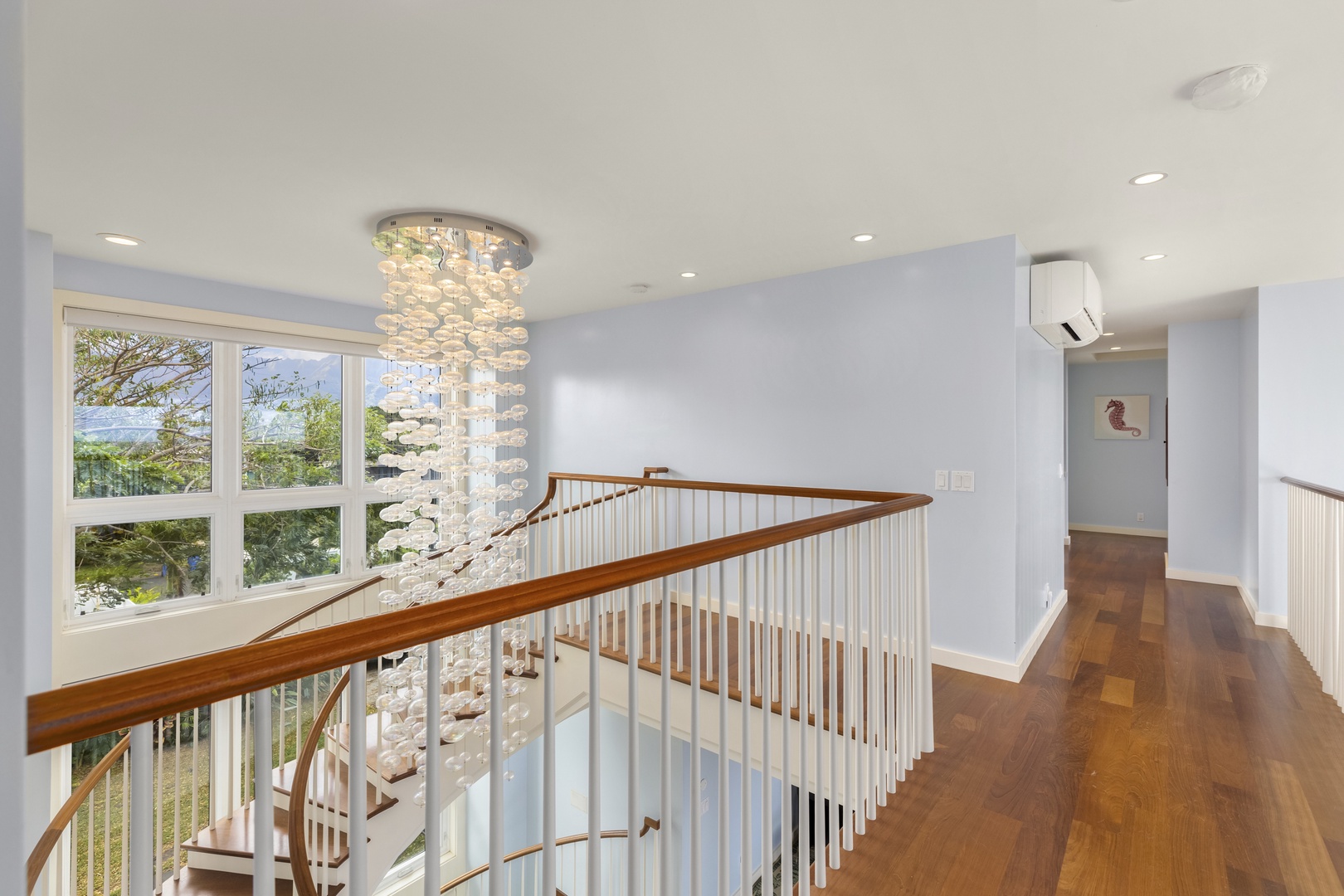 Waialua Vacation Rentals, Waialua Beachfront Getaway - Draping glass chandelier, as seen from the third floor