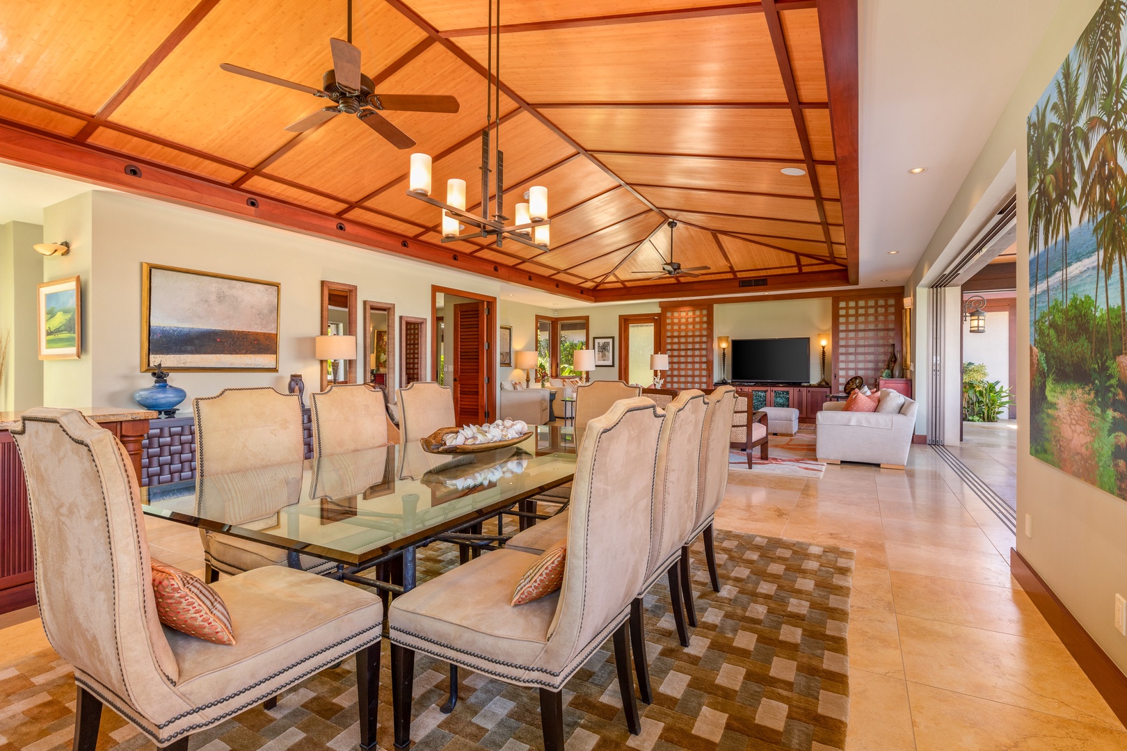 Kamuela Vacation Rentals, Champion Ridge Home - Enjoy tropical meals in this formal dining room with seamless access to both kitchen and outdoor spaces.