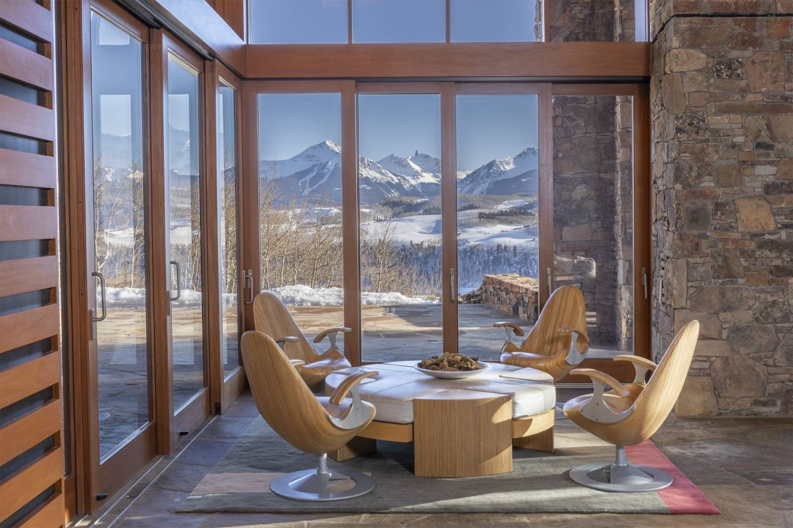 Telluride Vacation Rentals, PaGomo* - Rich woods, indigenous stone and warm upholstery foster feelings of tranquility for guests as they unwind in serenity, after taking advantage of the adventures this estate and its location offers. F