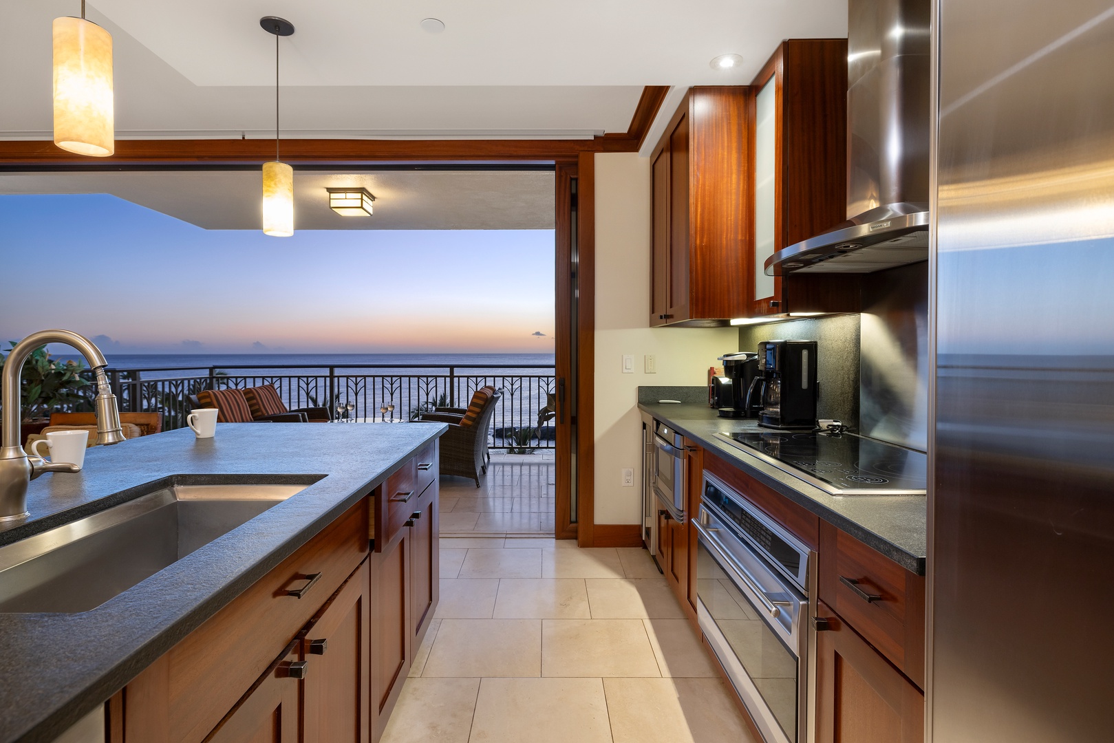 Kapolei Vacation Rentals, Ko Olina Beach Villas B610 - The kitchen with stainless steel appliances for a breezy meal prep.