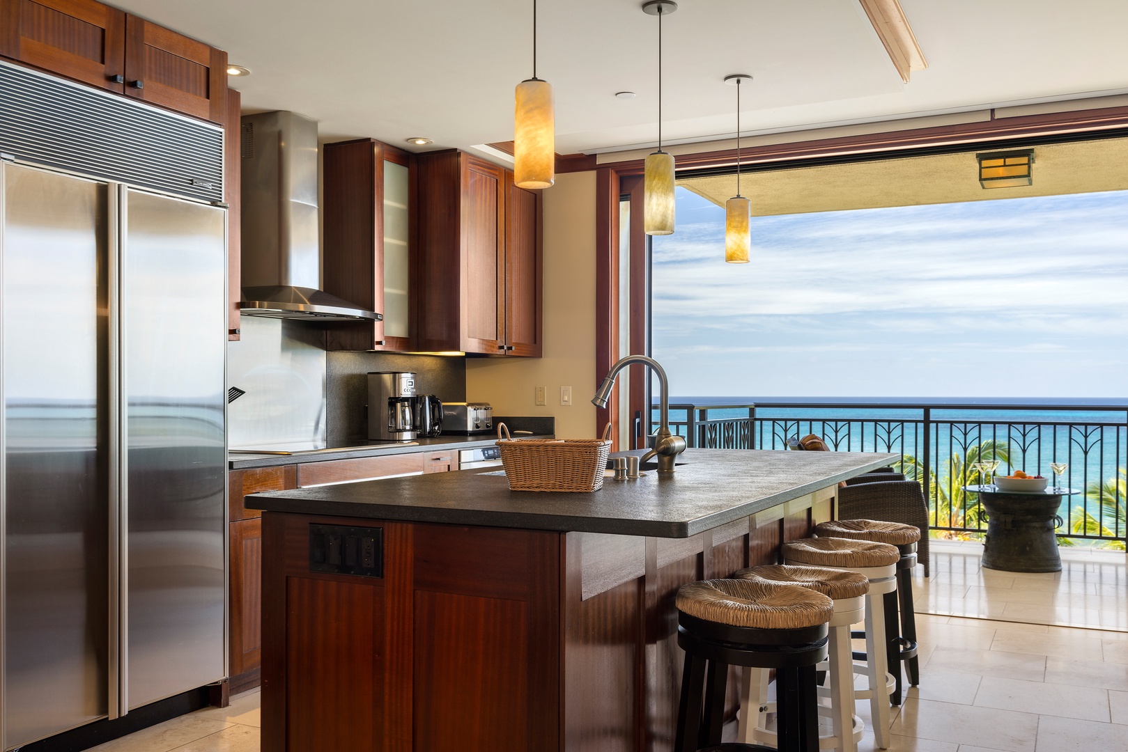 Kapolei Vacation Rentals, Ko Olina Beach Villas B609 - Your gourmet kitchen opens to stunning ocean views, where you'll cook with tropical breezes and endless blue horizons as your backdrop.