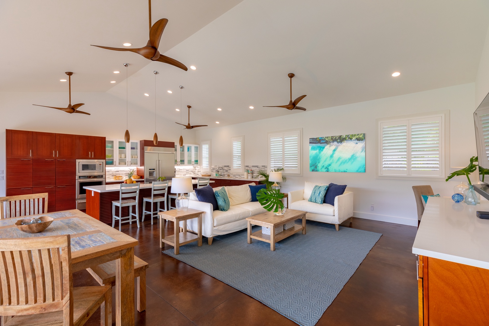 Kailua Vacation Rentals, Lanikai Breeze - Living Area flows into Kitchen