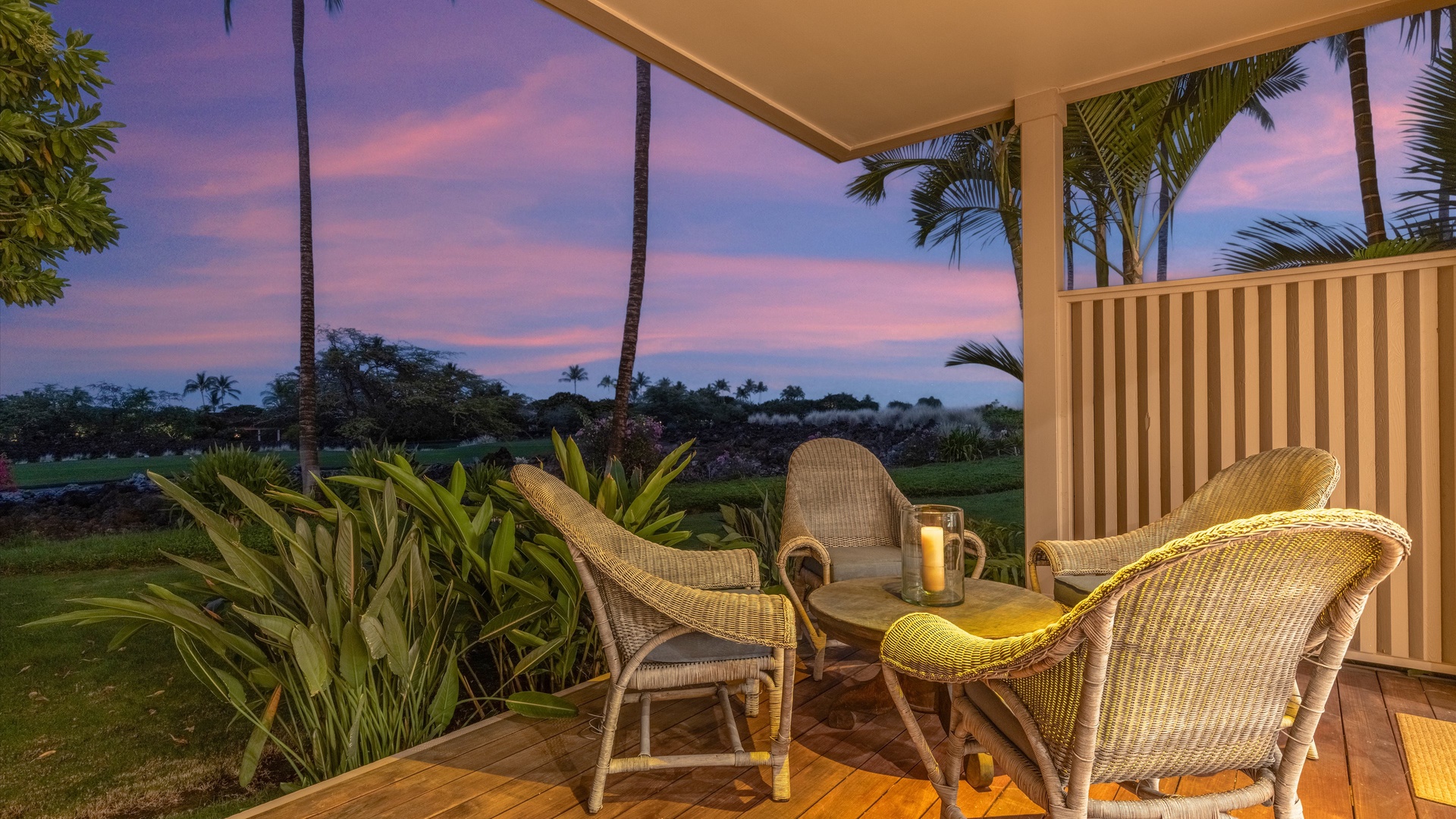 Kailua Kona Vacation Rentals, 3BD Ka'ulu Villa (129B) at Hualalai Resort - Seamless indoor-outdoor living in the family den with a sliding glass pocket door that leads to the lanai.