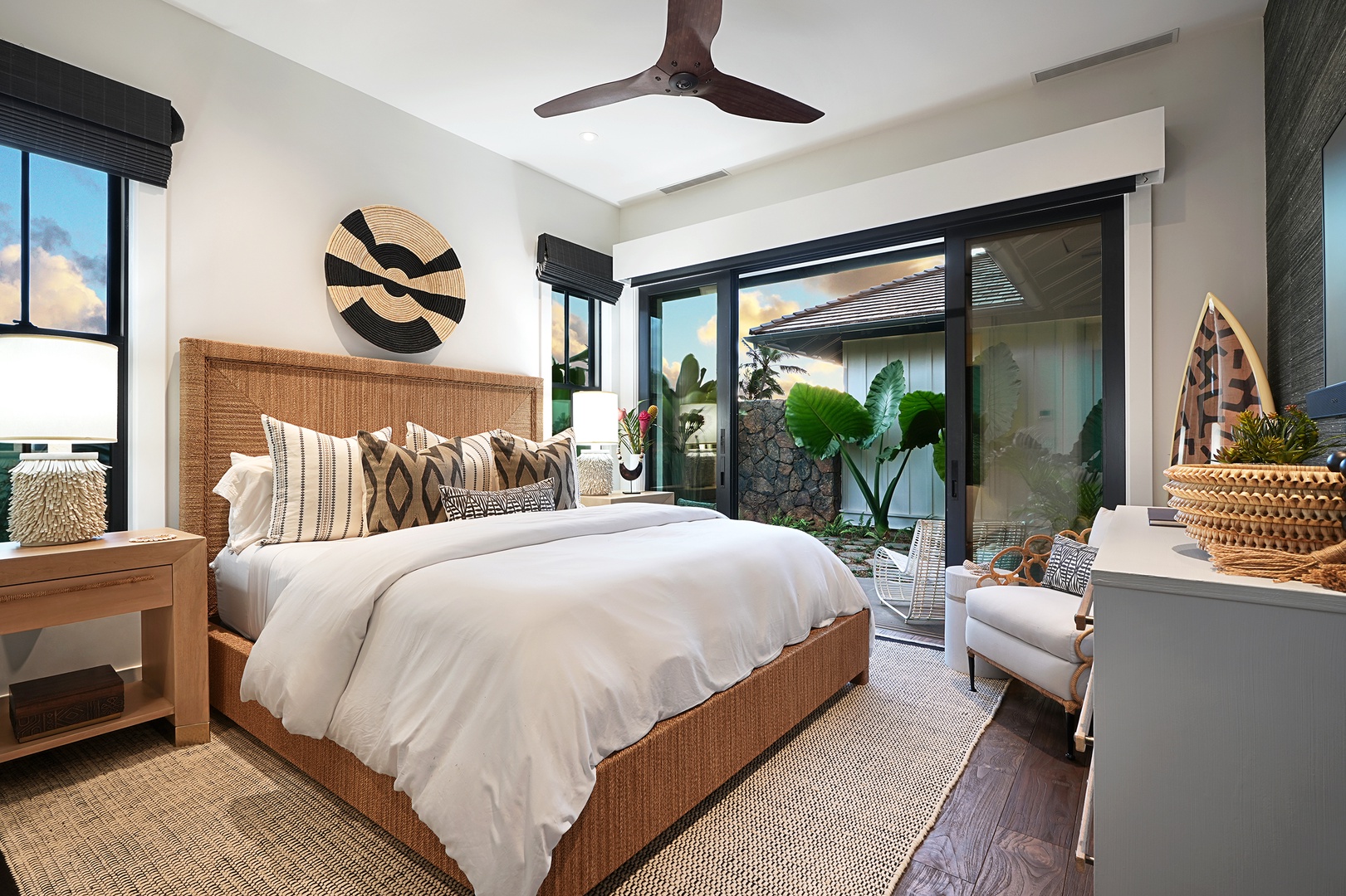 Koloa Vacation Rentals, Hale Pakika at Kukui'ula - Second guest bedroom with a king bed and access to private lanai.