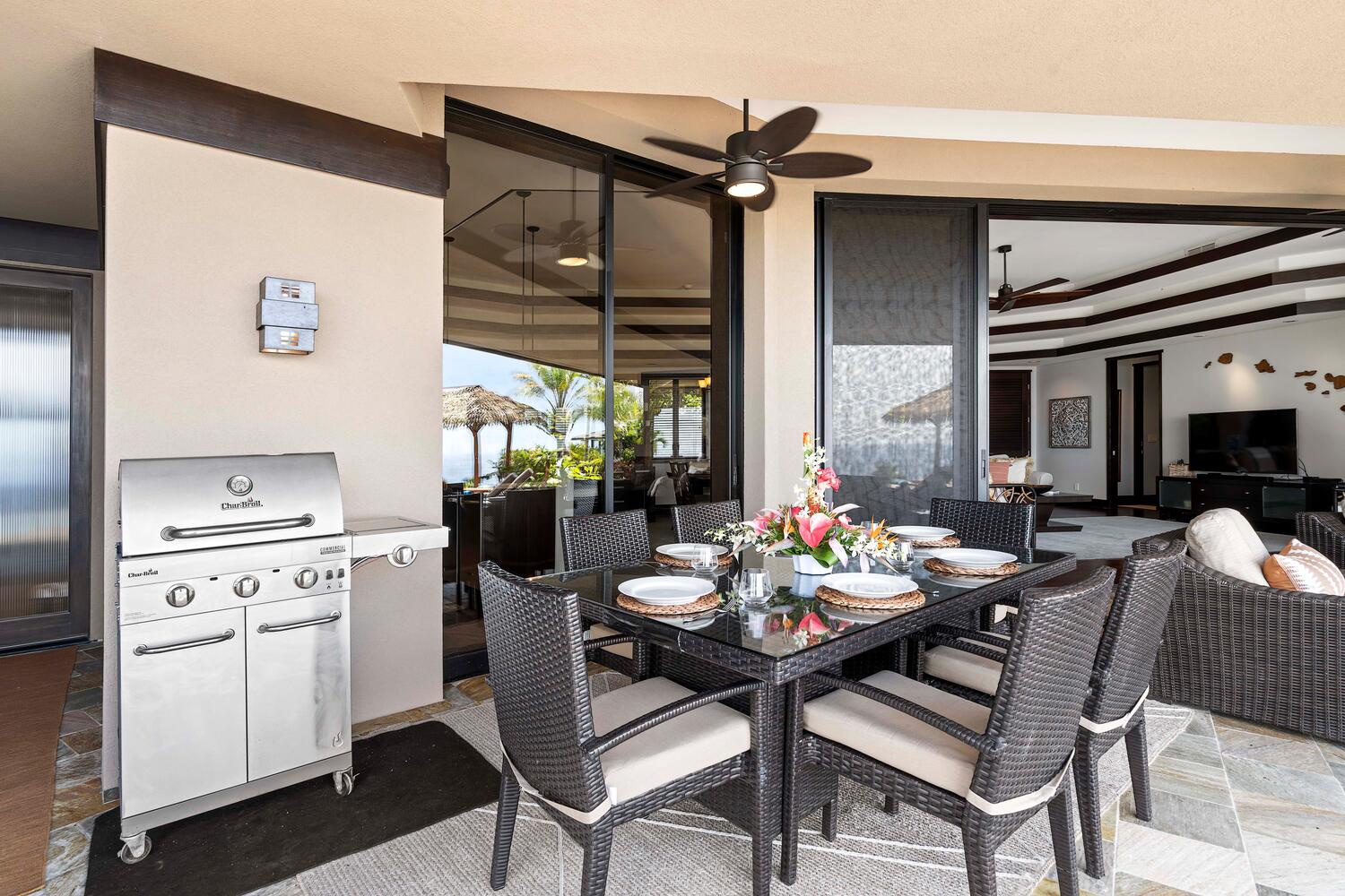 Kailua Kona Vacation Rentals, Island Oasis - Savor sumptuous meals in the outdoor dining for 6, just steps from the kitchen