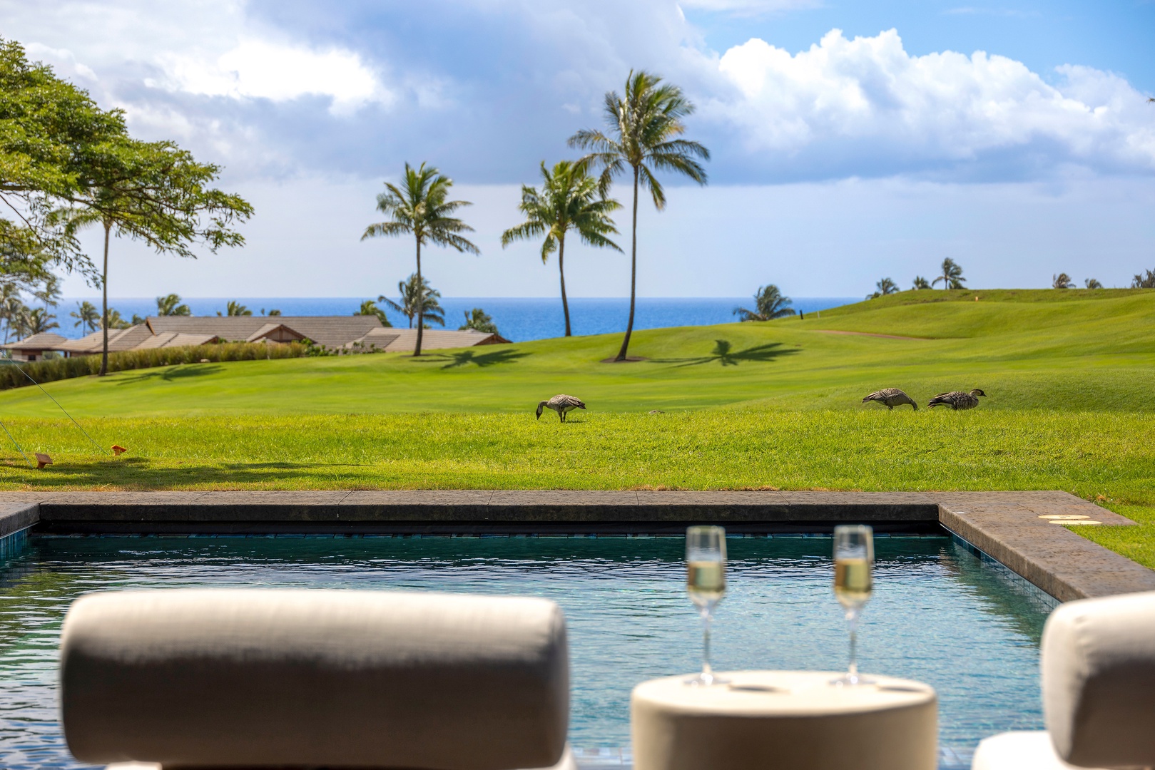 Koloa Vacation Rentals, Hale o ka Nene - Toast the day poolside, where sweeping golf course and mountain views await.