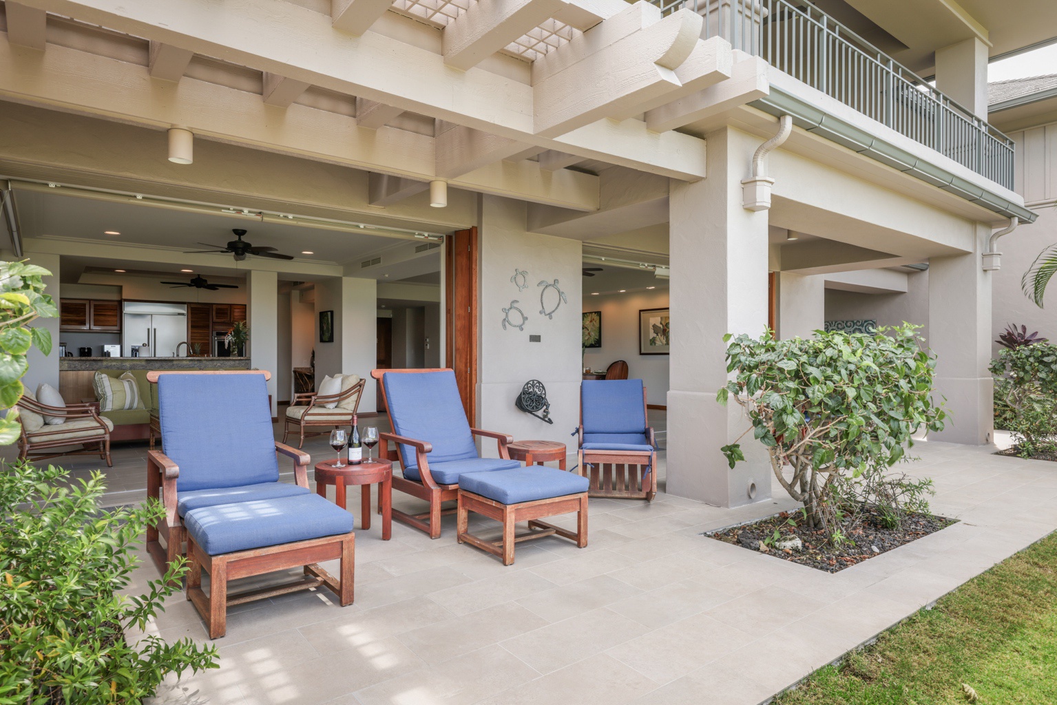 Kailua Kona Vacation Rentals, 3BD Golf Villa (3101) at Hualalai Resort - Front seat golf course view from the lanai.