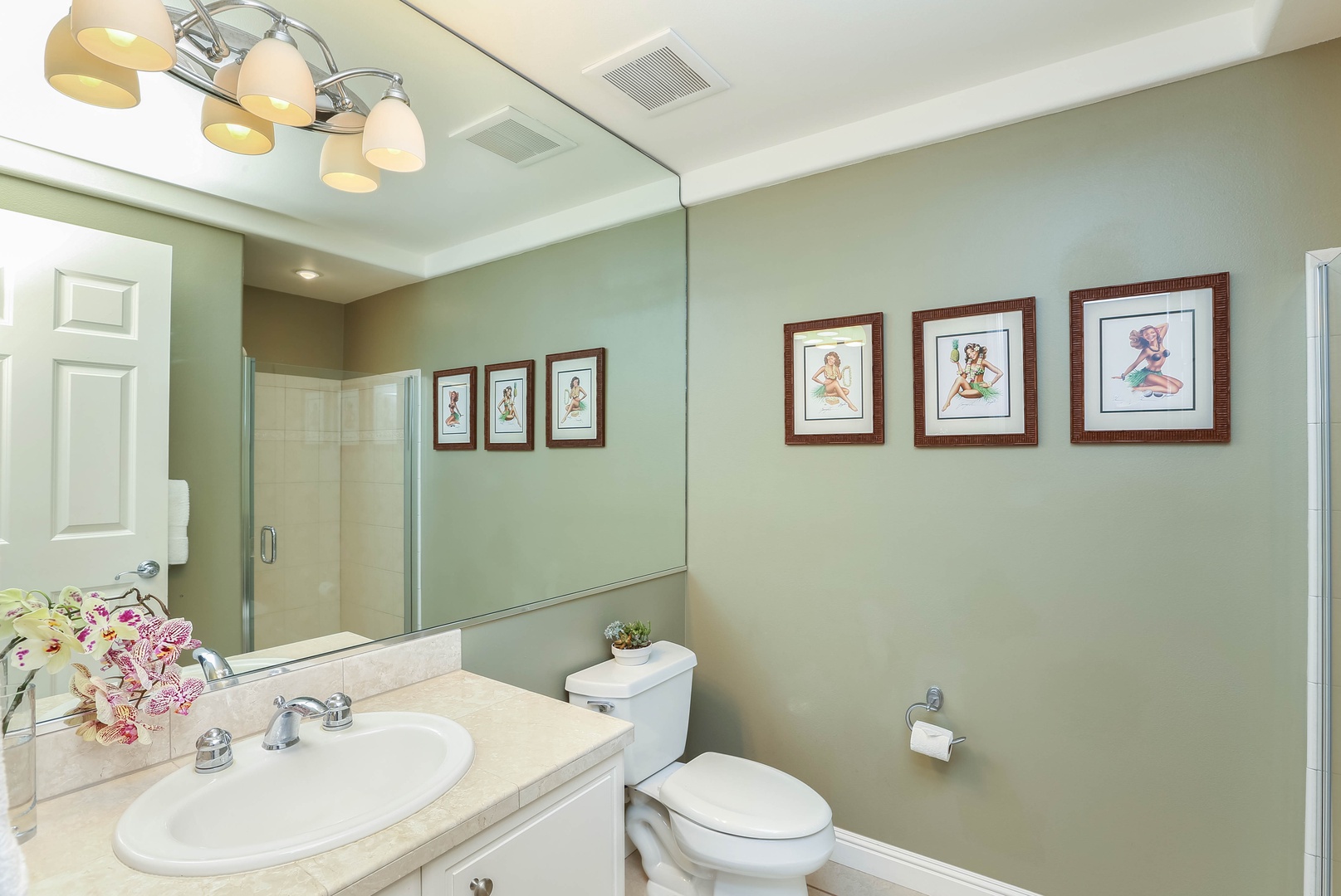 Princeville Vacation Rentals, Nohea Villa - Guest hallway bathroom with a walk-in shower for convenience.