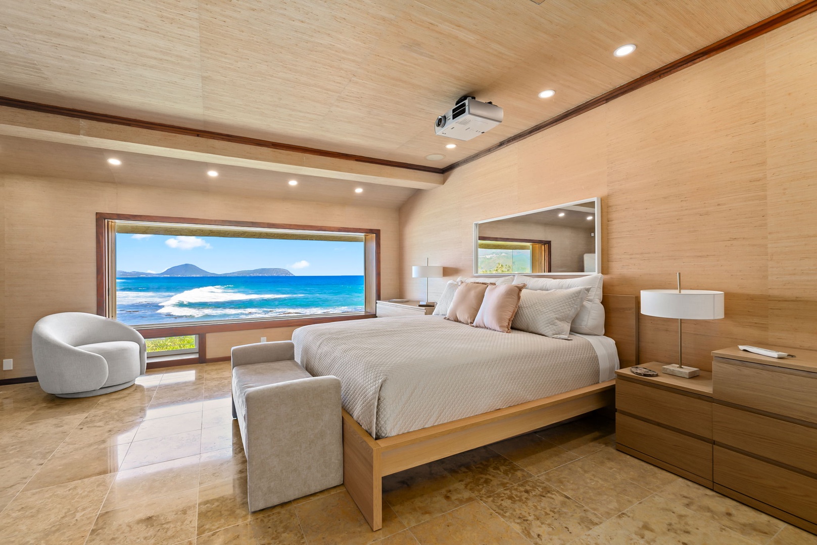 Honolulu Vacation Rentals, Black Point Ocean Villa - Distant islands through your panoramic window in this serene bedroom sanctuary.