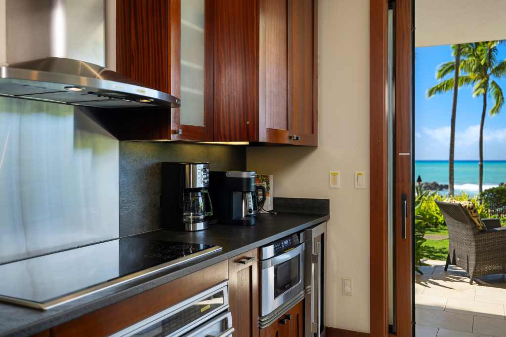 Kapolei Vacation Rentals, Ko Olina Beach Villas B109 - Alternate View of Kitchen with top of the line appliances.