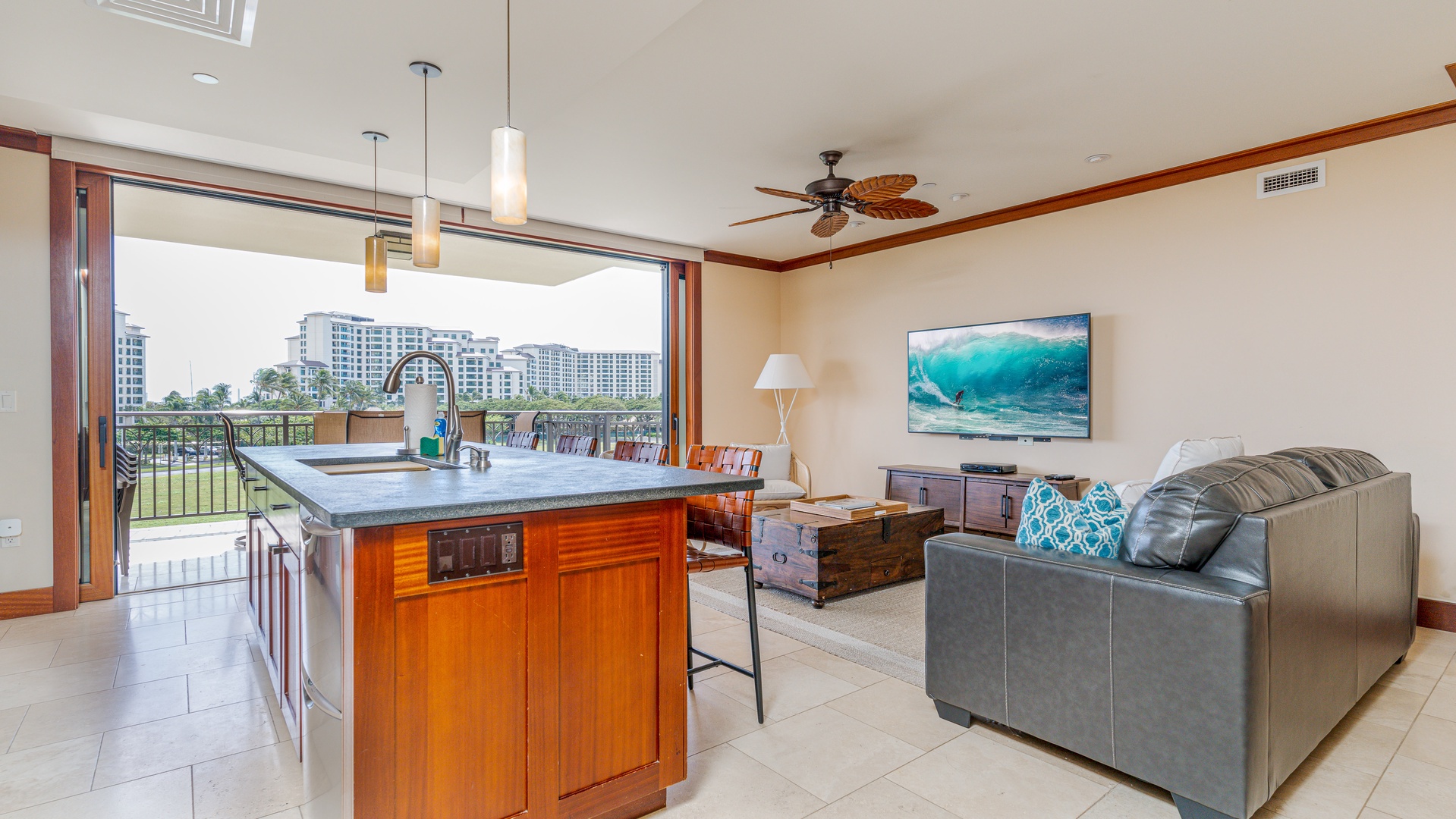 Kapolei Vacation Rentals, Ko Olina Beach Villas O425 - All the seating and amenities of home.