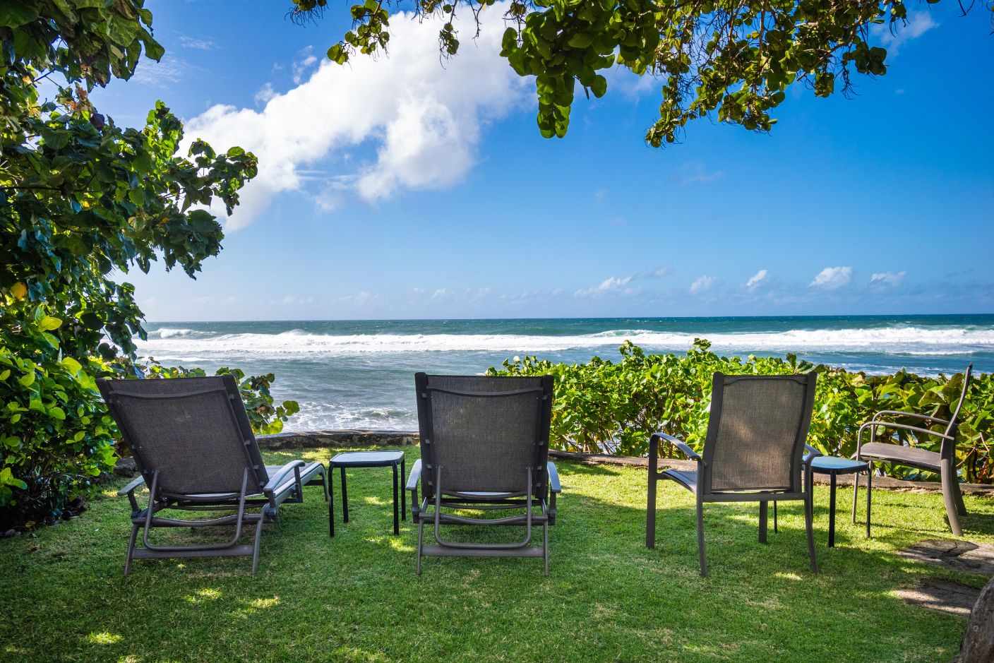 Haleiwa Vacation Rentals, Sunset Point Hawaiian Beachfront** - Witness the surfers break the waves.