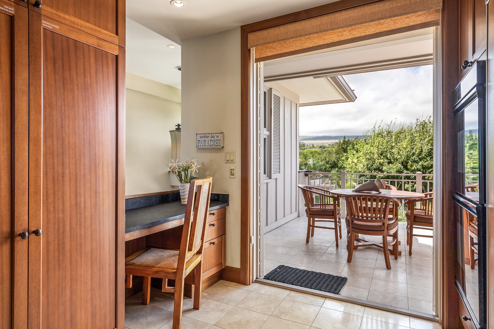 Kailua Kona Vacation Rentals, 3BD Ka'Ulu Villa (131C) at Hualalai Resort - Closer view of sunny breakfast area and bonus deck, with an office nook if you absolutely must work during your stay!