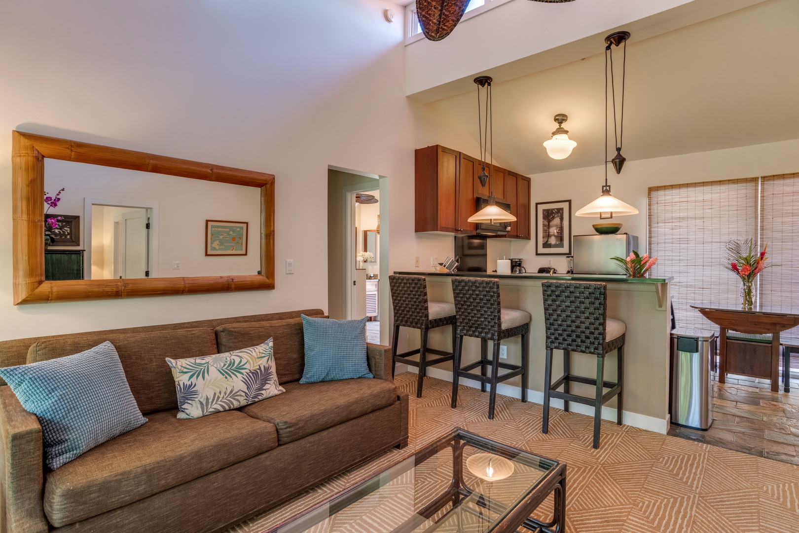 Lahaina Vacation Rentals, Aina Nalu D-207 - Kitchen and living room