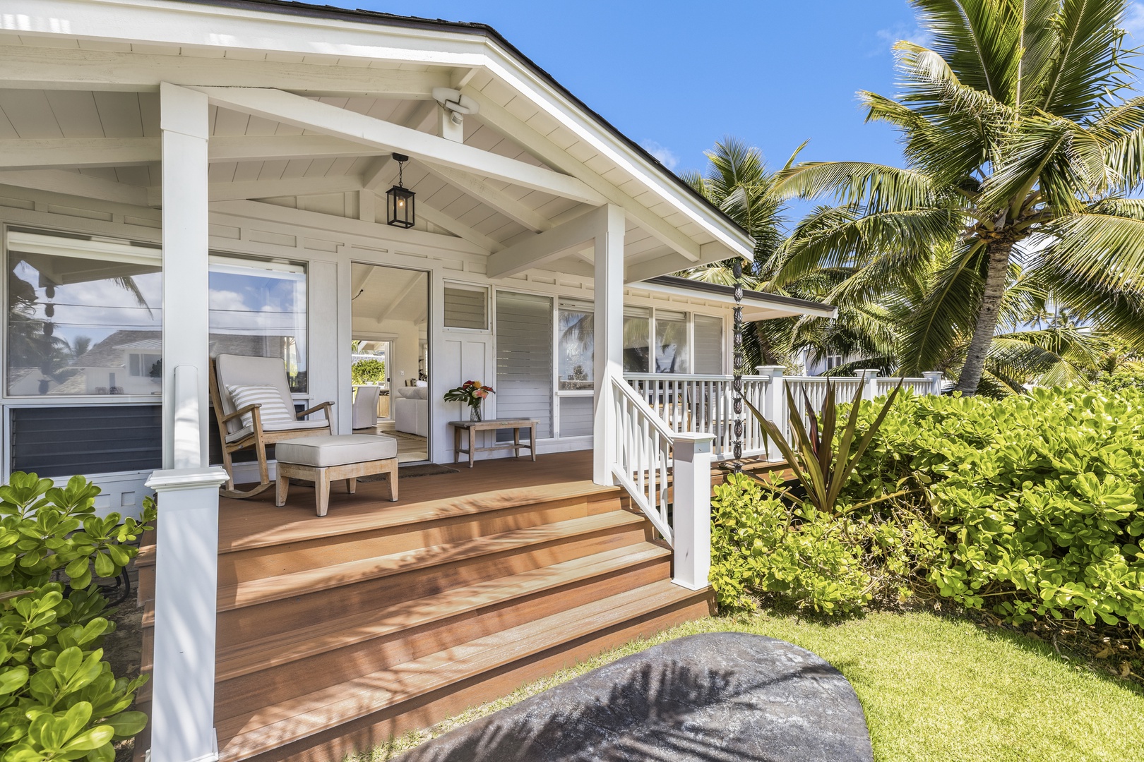 Kailua Vacation Rentals, Seahorse Beach House - A grand welcome awaits at our stunning front house entrance, where first impressions are unforgettable.