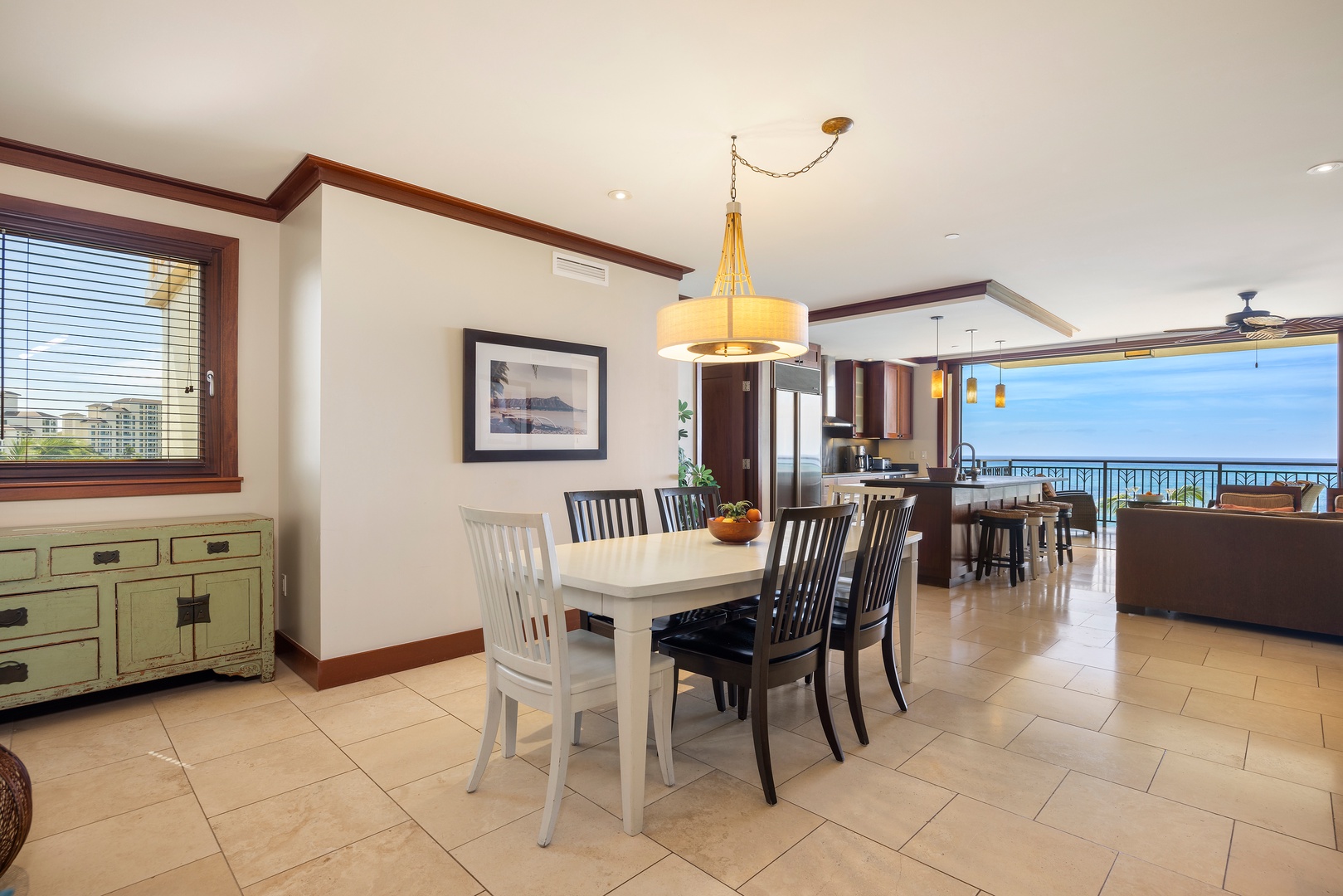 Kapolei Vacation Rentals, Ko Olina Beach Villas B609 - Gather around your elegant dining table while ocean views and gentle sea breezes create the perfect backdrop for memorable meals together.