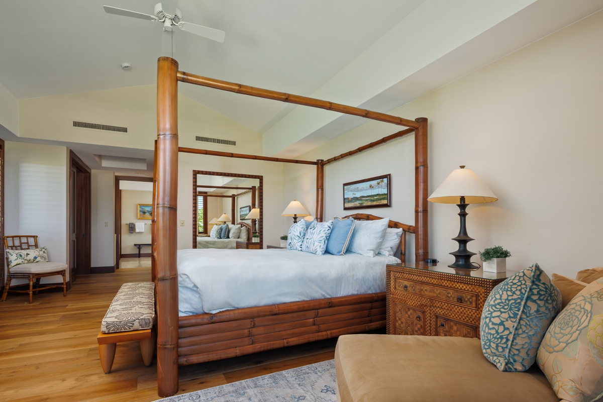 Kailua Kona Vacation Rentals, Fairways Villa 120A - Drift off in your elegant four-poster bed with tropical breezes from the ceiling fan keeping you cool all night.