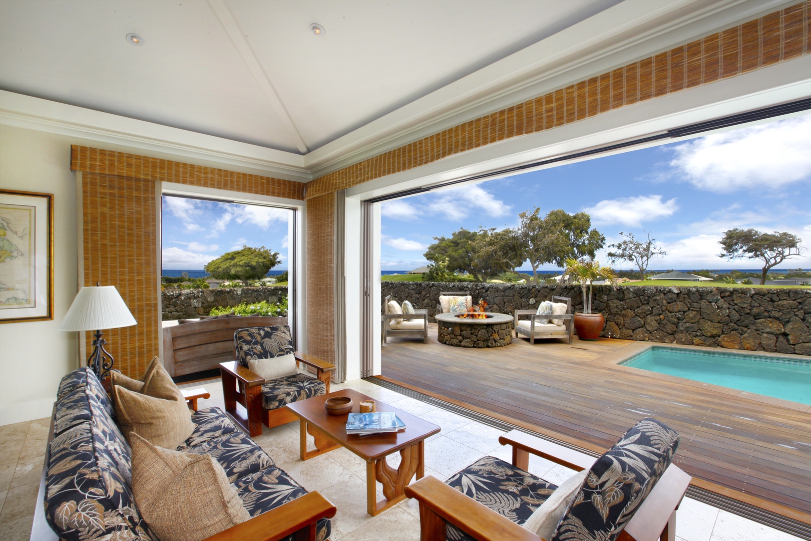 Koloa Vacation Rentals, Hale Luana at Poipu - Living Room with Pool and Ocean Views