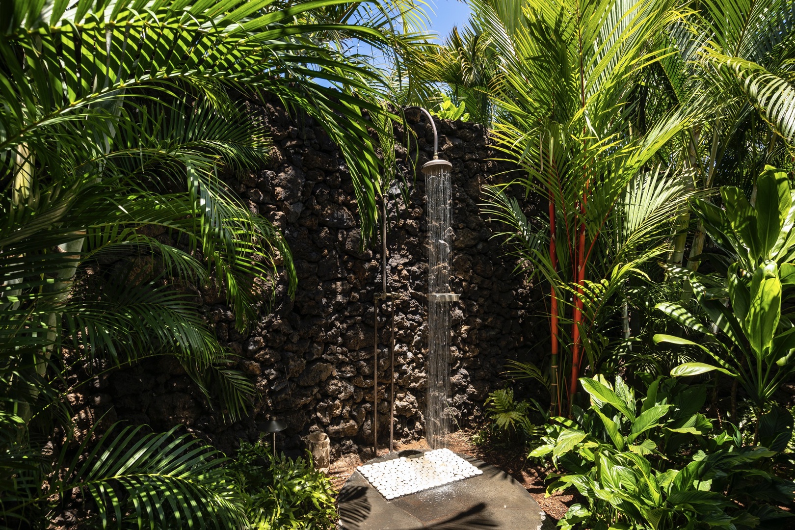 Kailua Kona Vacation Rentals, 4BD Kulanakauhale Estate (3558) at Hualalai Resort - Guest bedroom one’s outdoor shower garden.