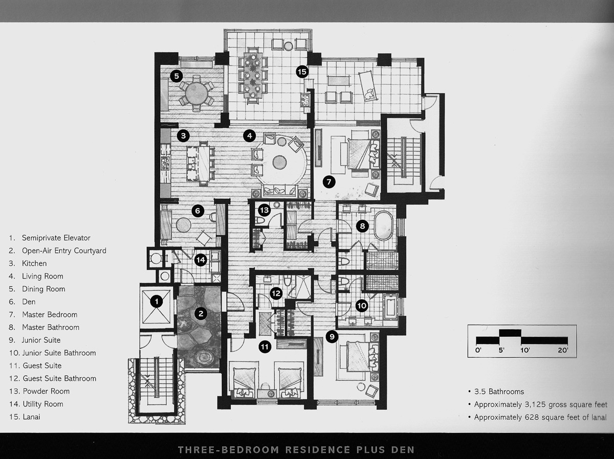 Kapalua Vacation Rentals, Ocean Dreams Villa 2203 at Montage Kapalua Bay* - Ocean Dreams 2203 Floor Plan