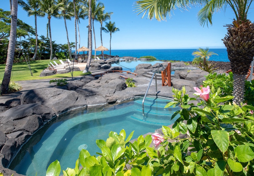 Kamuela Vacation Rentals, 6BD Mauna Lani Lux Golf Estate (5) at One Ocean - The Ocean Club Amenity Center with an infinity pool, two spas/jacuzzis, and endless breathtaking ocean views!