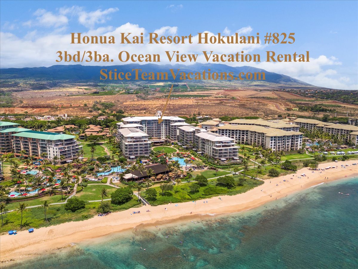 Lahaina Vacation Rentals, Honua Kai Hokulani 825 - Honua Kai Hokulani 825 offers an aerial view of Honua Kai Resort, showcasing its stunning oceanfront setting.