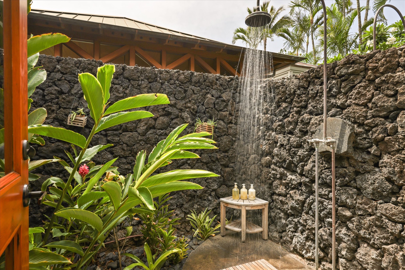 Kamuela Vacation Rentals, 3BD Na Hale 3 at Pauoa Beach Club at Mauna Lani Resort - Rinse off the day under the open sky, water running warm down the lava-rock wall.