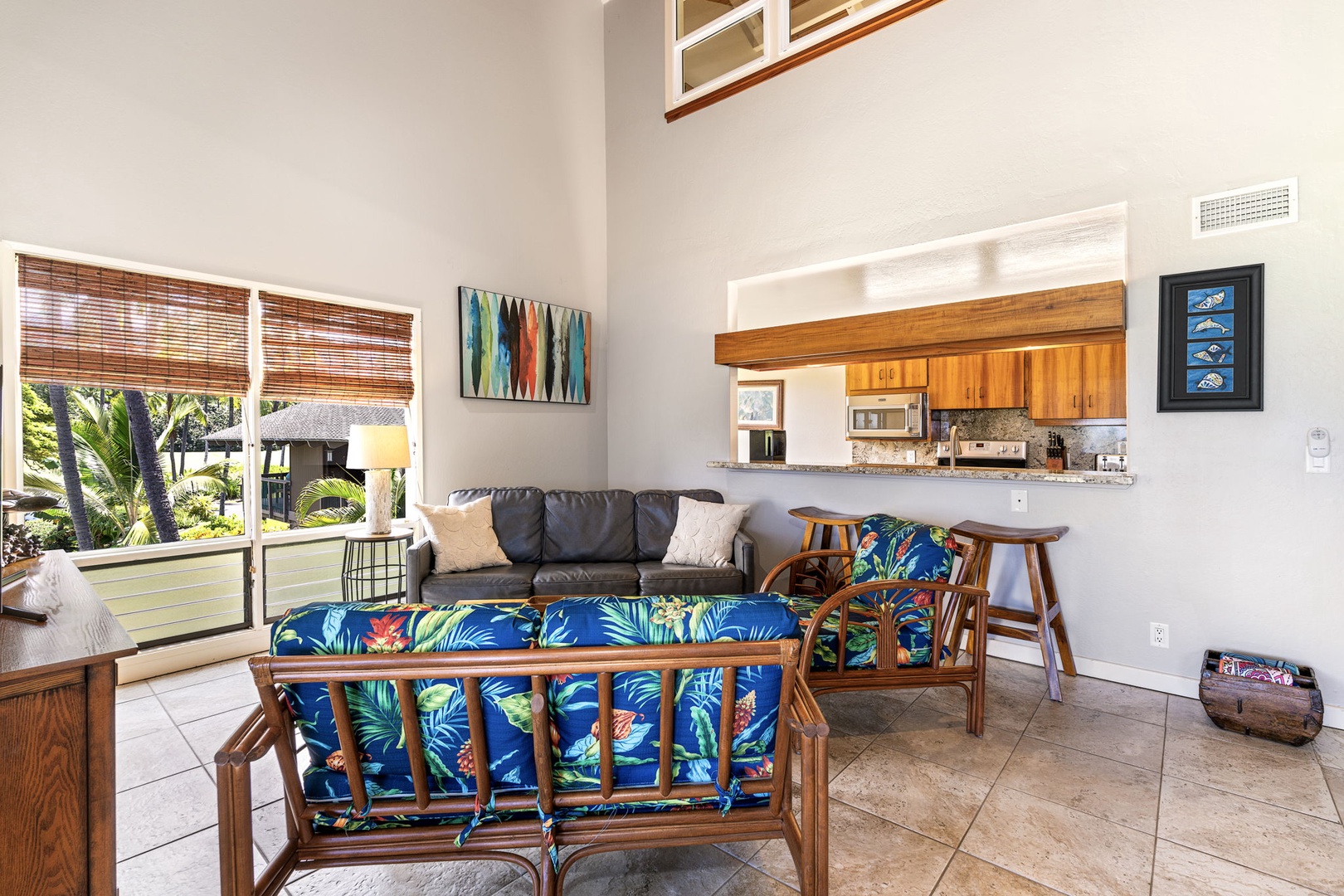 Kailua Kona Vacation Rentals, Kanaloa at Kona 1606 - Kick back where the seating area flows into the breakfast bar without a wall in the way.