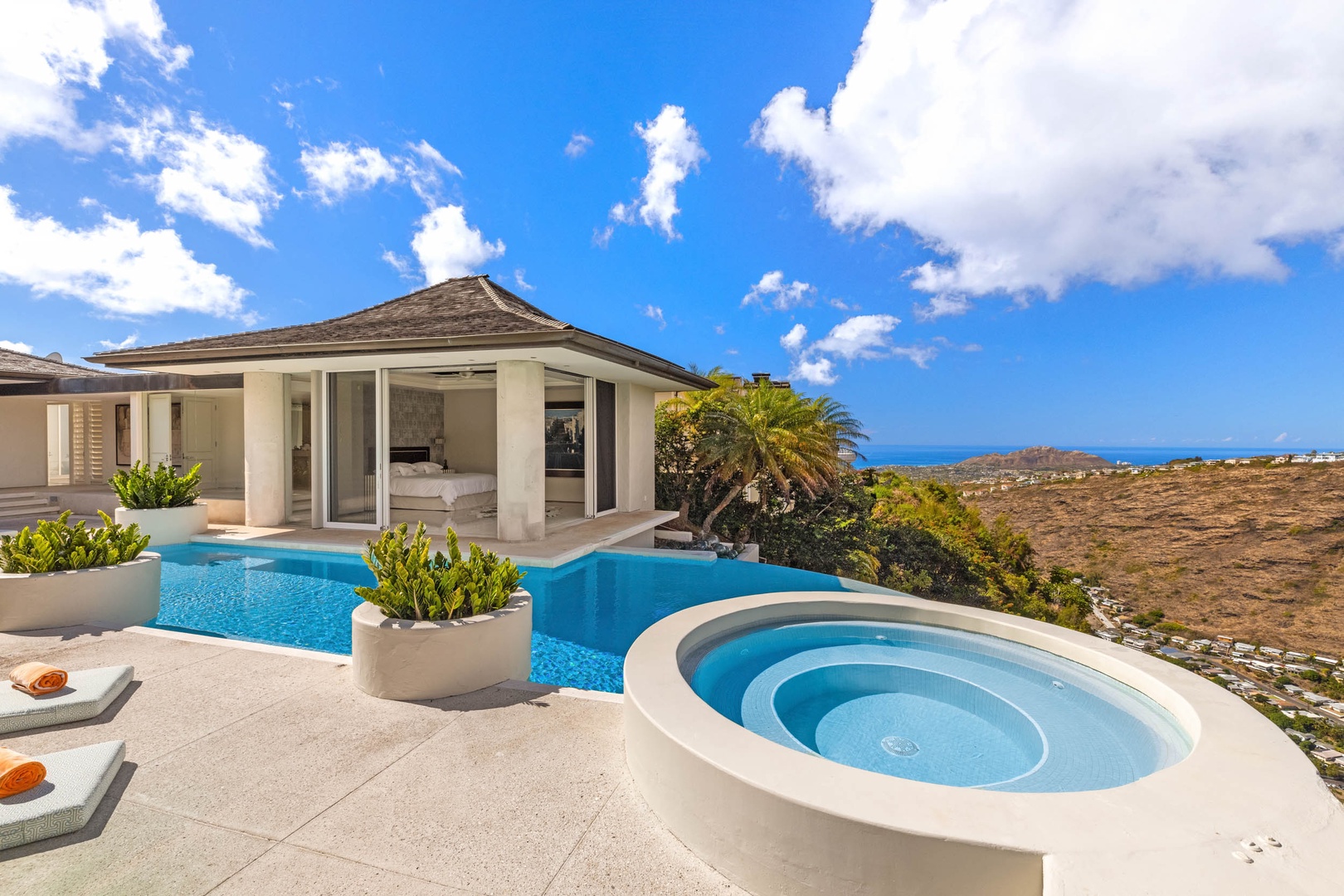 Honolulu Vacation Rentals, Sky Ridge House - Relax in pure luxury, where the sky meets the spa pool and breathtaking views await at every turn.