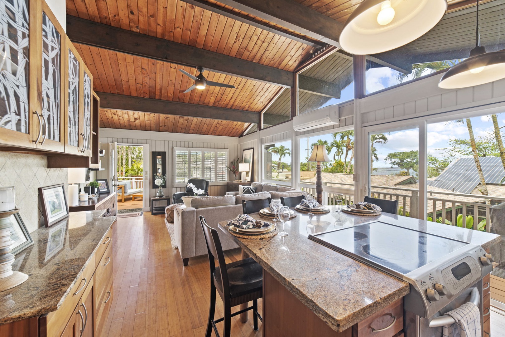 Kaaawa Vacation Rentals, Pali Kai - Open concept living and kitchen area with split A/C