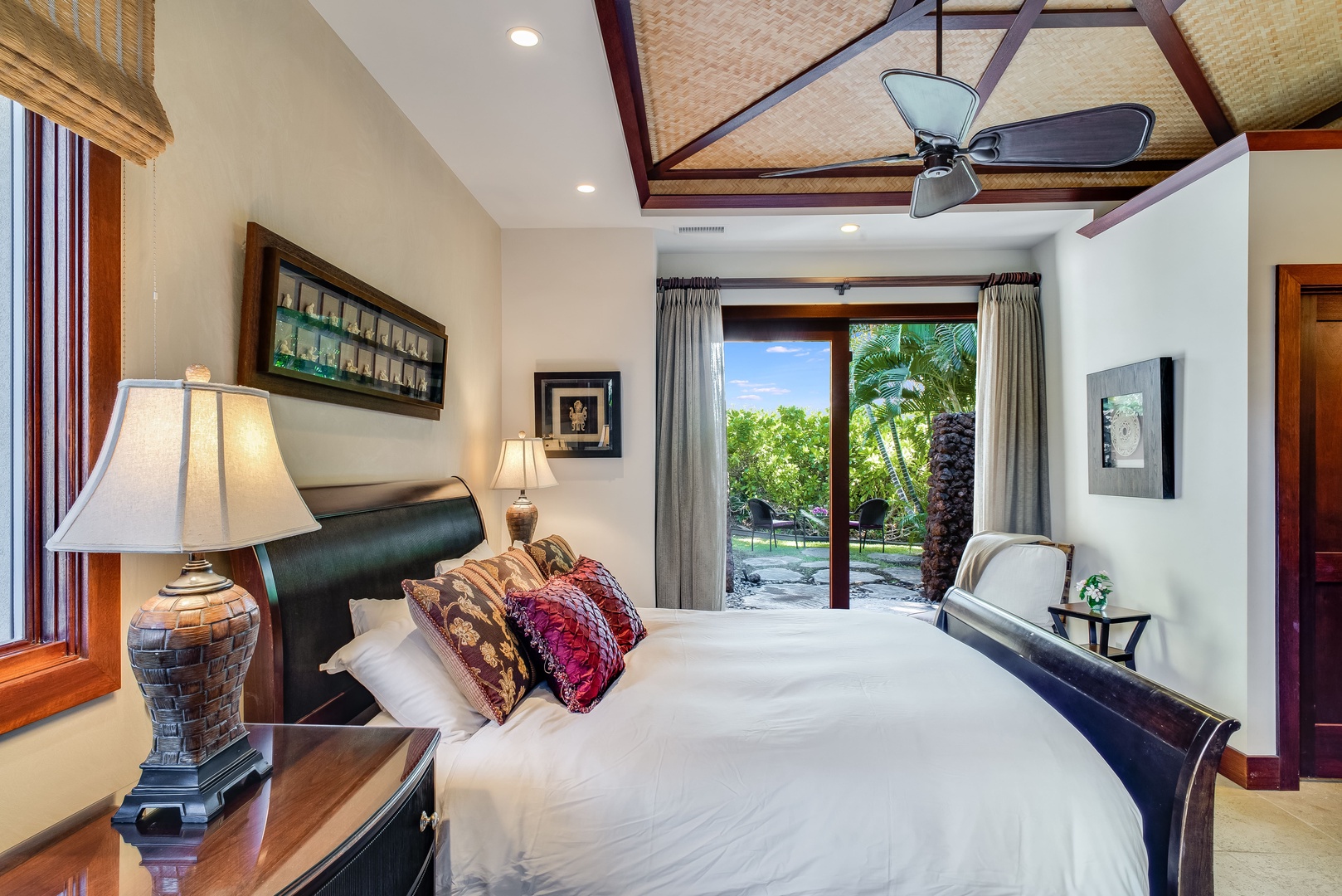 Kamuela Vacation Rentals, House of the Turtle at Champion Ridge, Mauna Lani (CR 18) - The guest suite 1 offers a king bed, ensuite bath with a walk-in shower.