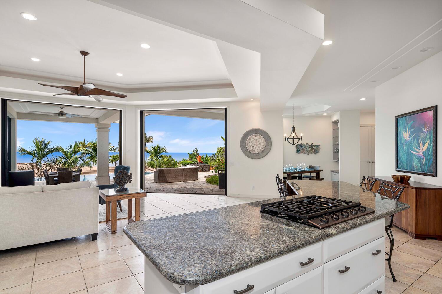 Kailua Kona Vacation Rentals, Blue Hawaii - The view from the kitchen area with wide counter space.