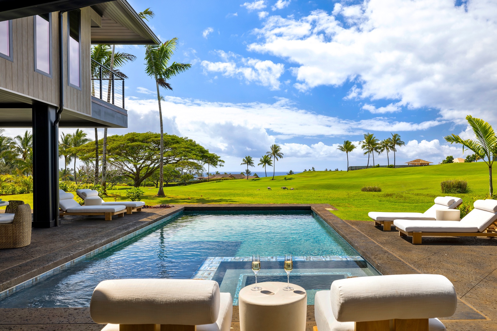Koloa Vacation Rentals, Hale o ka Nene - Cool off in the sparkling heated pool, surrounded by lush golf course views and warm Hawaiian breezes.