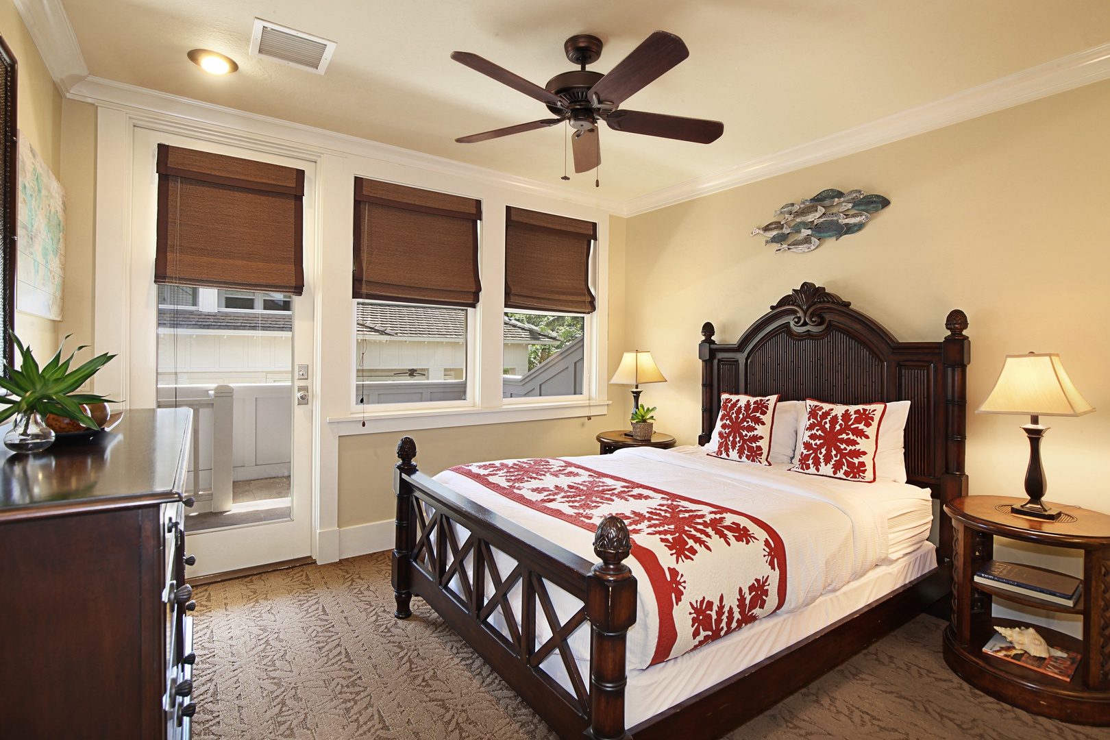 Koloa Vacation Rentals, Villas at Poipu Kai B300 - Guest bedroom 2 with queen