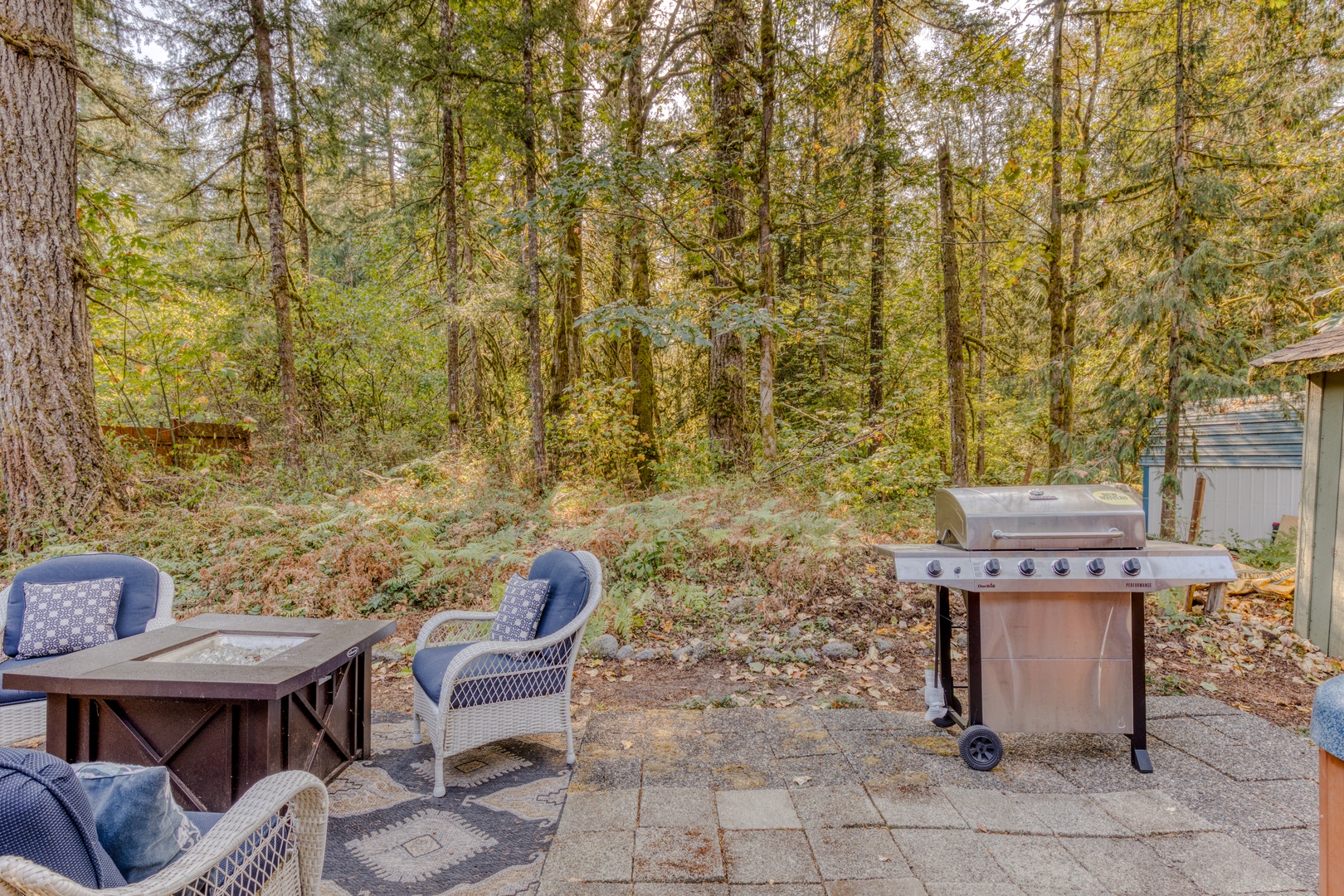 Brightwood Vacation Rentals, Riverside Retreat - Complete with outdoor seating, a fire pit, and a grill