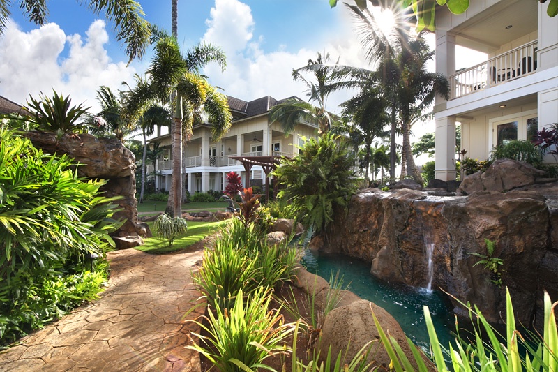 Koloa Vacation Rentals, Villas at Poipu Kai B111 - Take a walk through the beautiful gardens. Lots of nice tropical plants and trees.