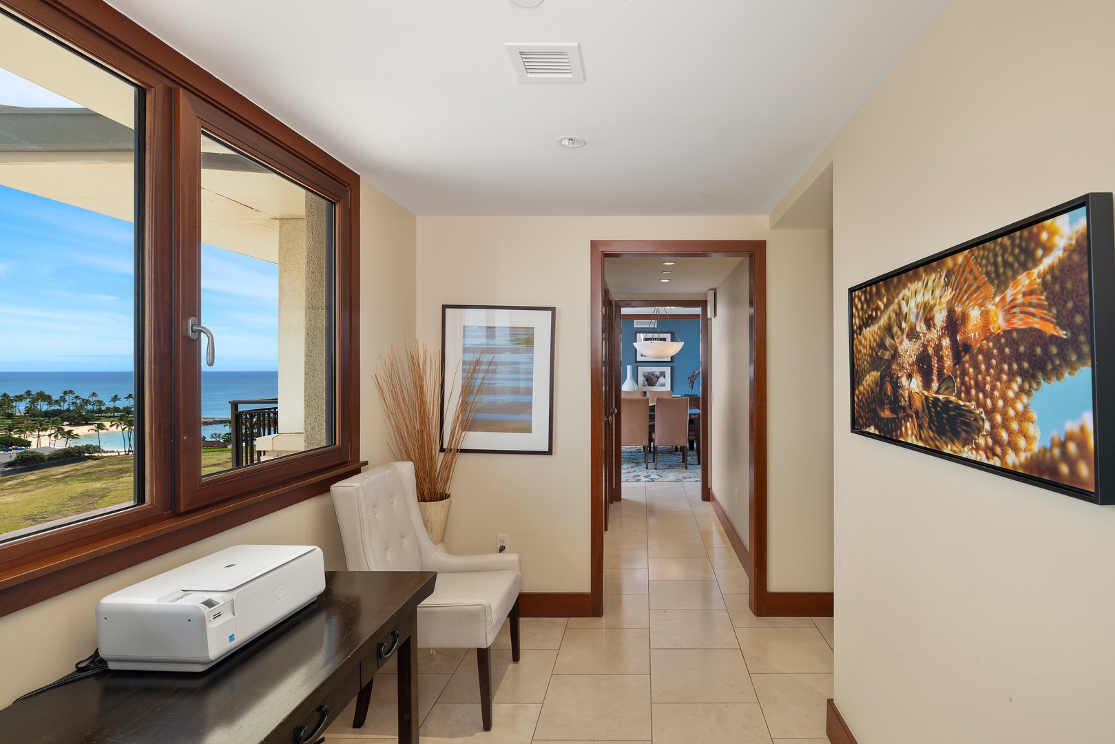 Clean and bright hallway to the bedrooms.