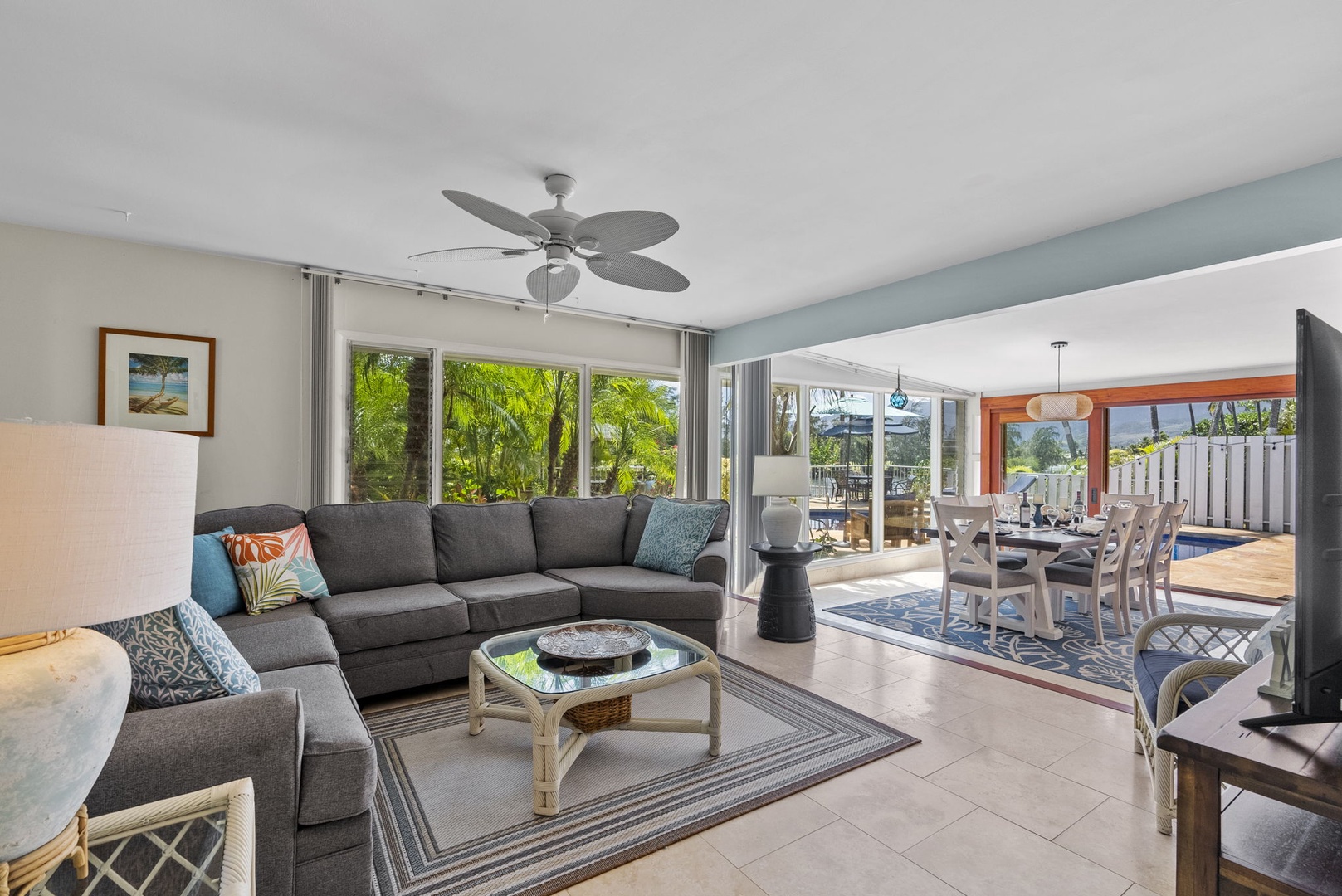 Kailua Vacation Rentals, Hale Aloha - Relax in this inviting living space, where soft tones and tropical artwork create the perfect island retreat ambiance.