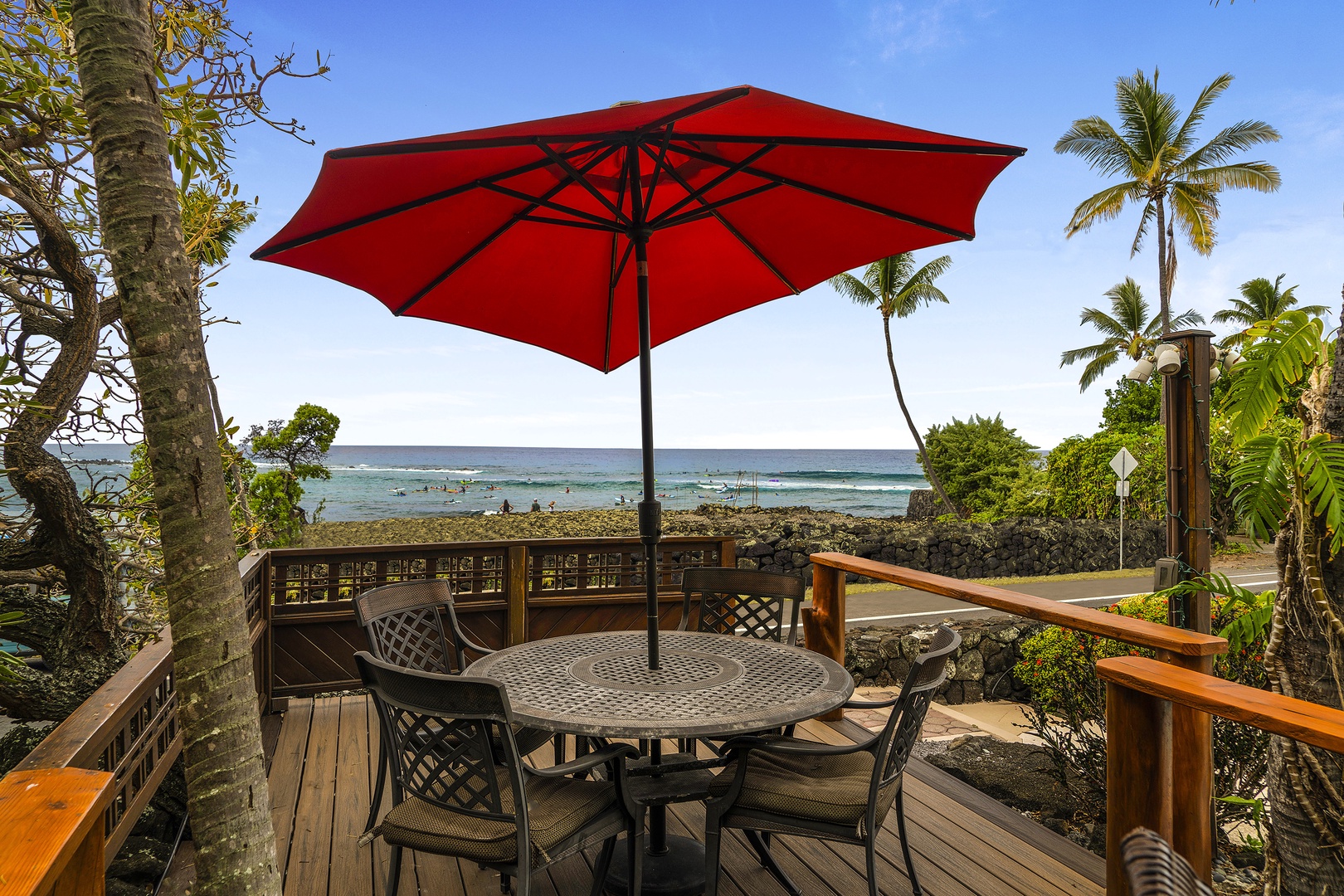 Kailua Kona Vacation Rentals, Kahalu'u Reef 203 - Elevated pool deck offers seating and amazing sunset views!