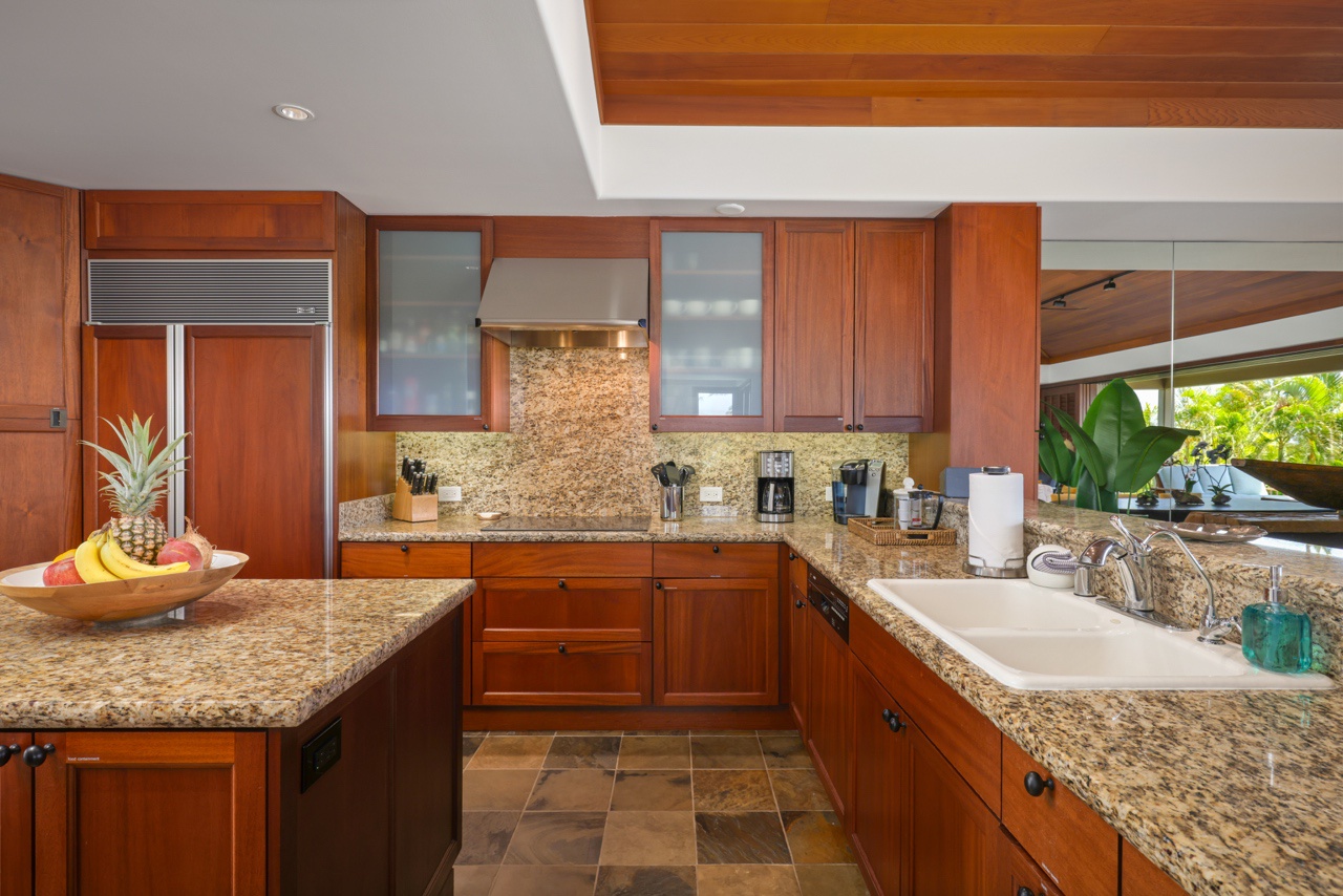 Kailua Kona Vacation Rentals, 3BD Ke Alaula Villa (217C) at Hualalai Resort - Gourmet modern kitchen fully equipped with top tier appliances.