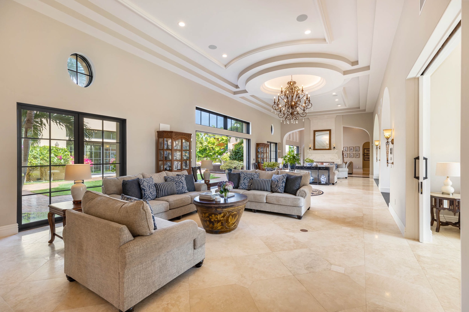 Honolulu Vacation Rentals, Royal Kahala Estate - Spacious and comfortable formal living area with modern sofas perfect for gatherings.