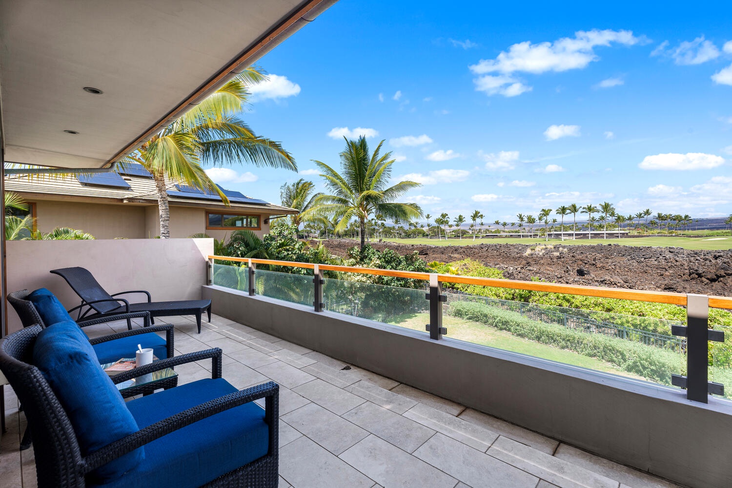 Kamuela Vacation Rentals, Laule'a Ohana Retreat - Lounge on the private lanai and take in open views of the fairways and palms at Laule'a #13.