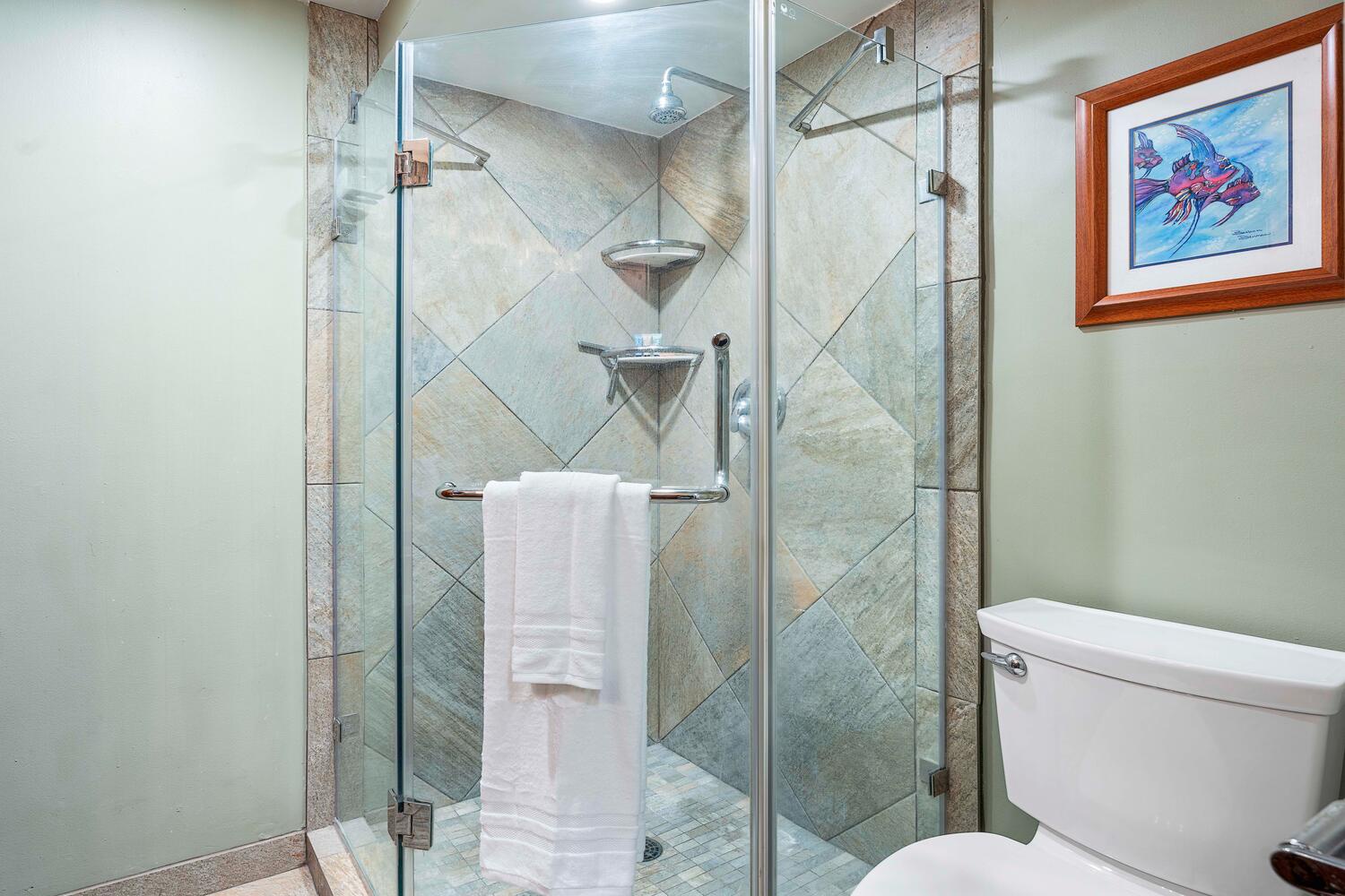 Kailua Kona Vacation Rentals, Kona Alii 302 - Complete with a walk-in shower in a glass enclosure.