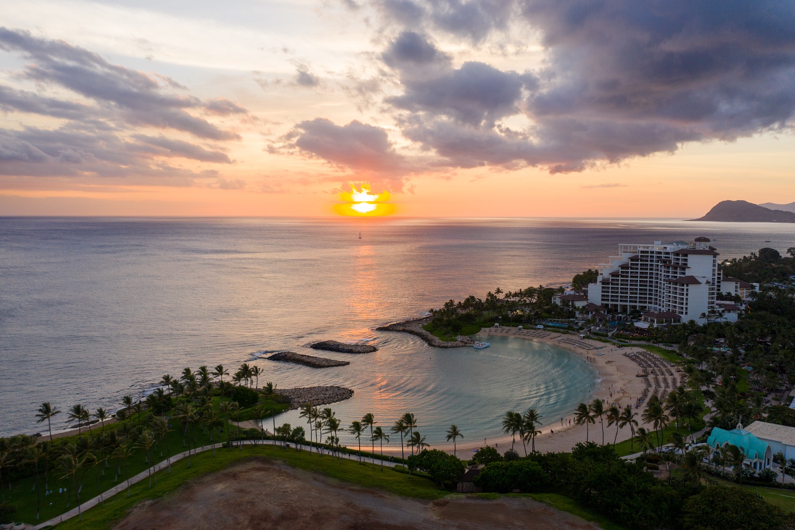 Catch the last of the sun over the lagoon from up here.