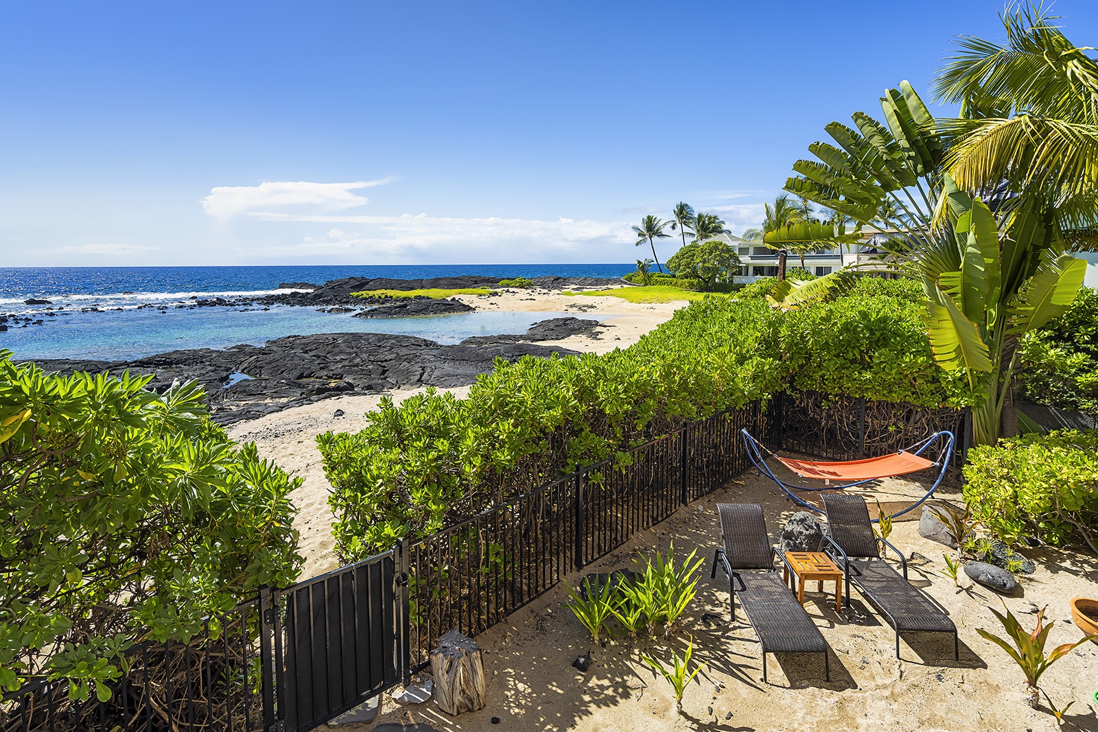 Kailua Kona Vacation Rentals, Mermaid Cove - Man made beach area in the fenced yard!