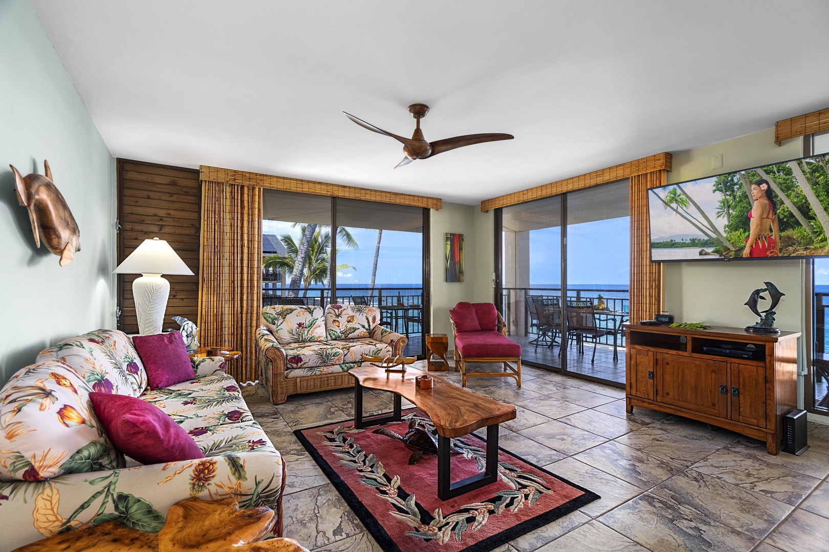 Kailua Kona Vacation Rentals, Kona Makai 6201 - Tropically and comfortably appointed living room