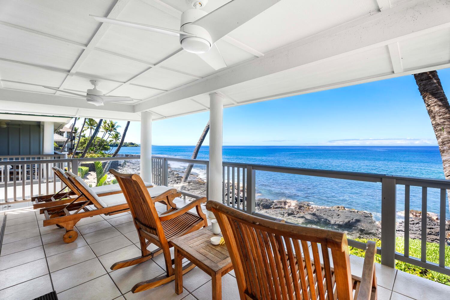 Kailua Kona Vacation Rentals, Hale Kai O'Kona #7 - Lounging and seating options from the lanai.